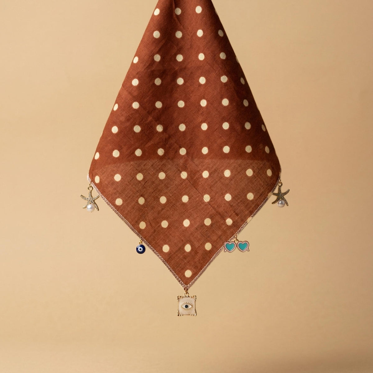 Espresso with Cream - LuluBee Polka Dot Charm Bandana