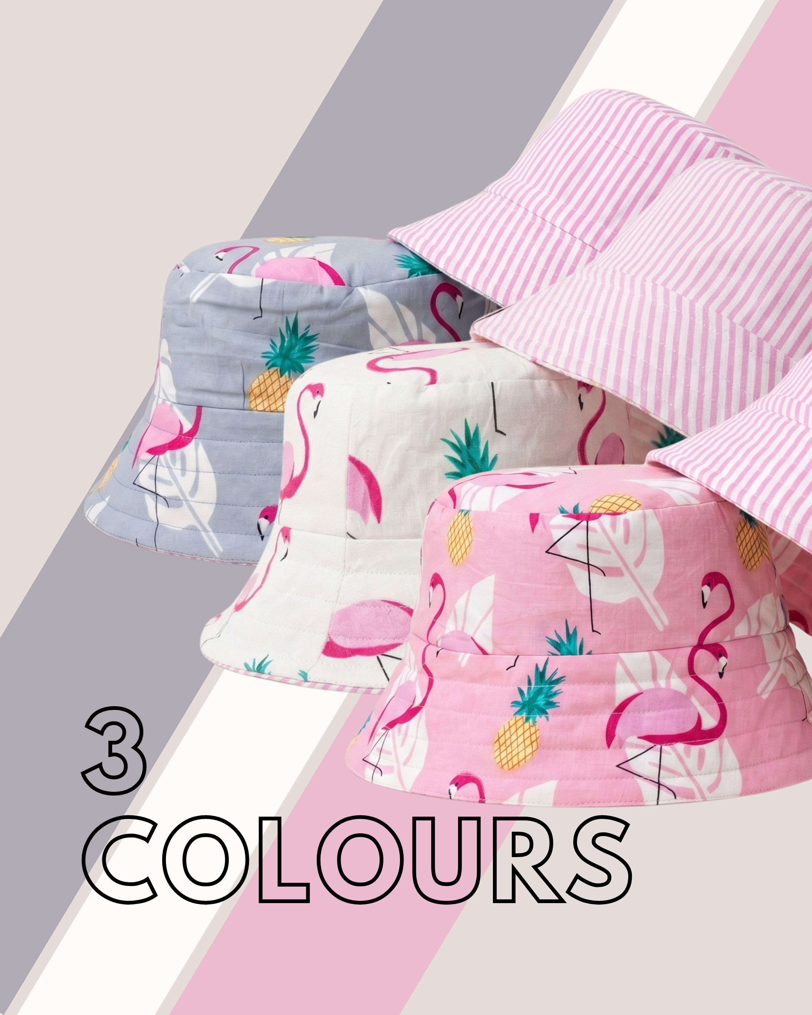 Flamingos and Pineapples - Cotton REVERSIBLE Bucket Hat