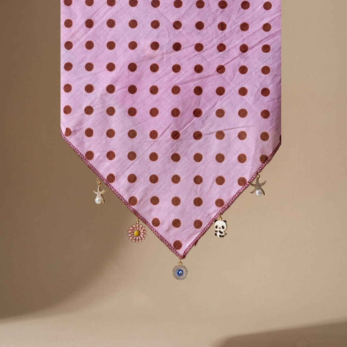 Lilac Pink & Brown - LuluBee Polka Dot Charm Bandana