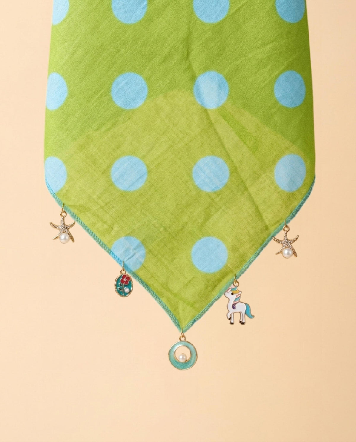 Lime & Sky Blue - LuluBee Polka Dot Charm Bandana