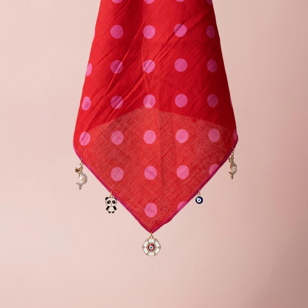 Red & Pink - LuluBee Polka Dot Charm Bandana