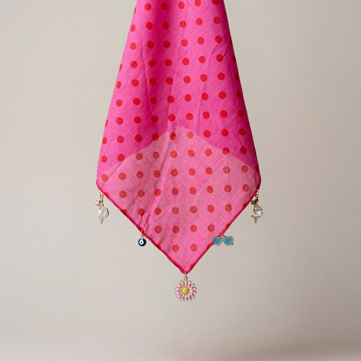 Fuchsia & Red - LuluBee Polka Dot Charm Bandana