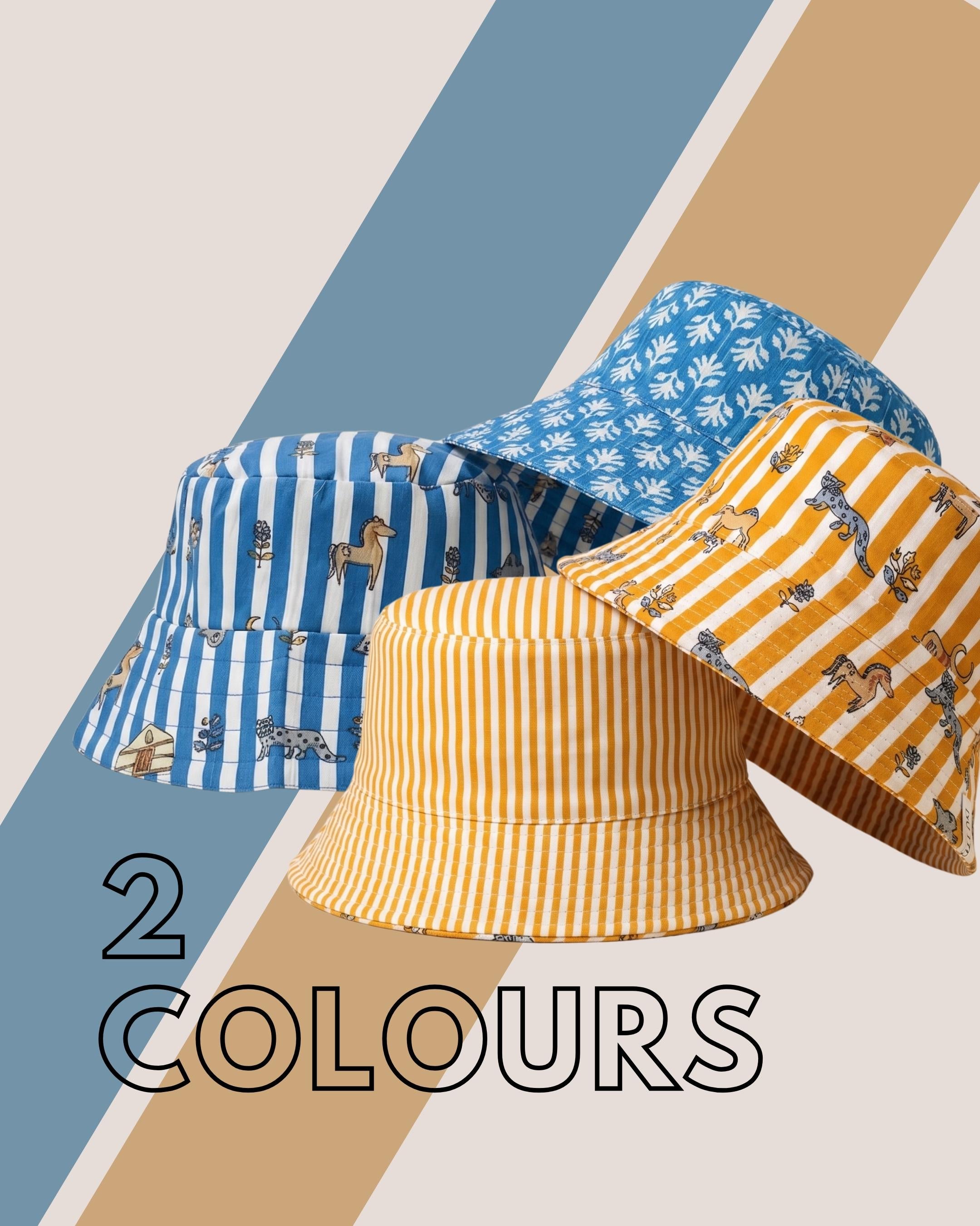 Hidden Animals in Stripes - Cotton REVERSIBLE Bucket Hat
