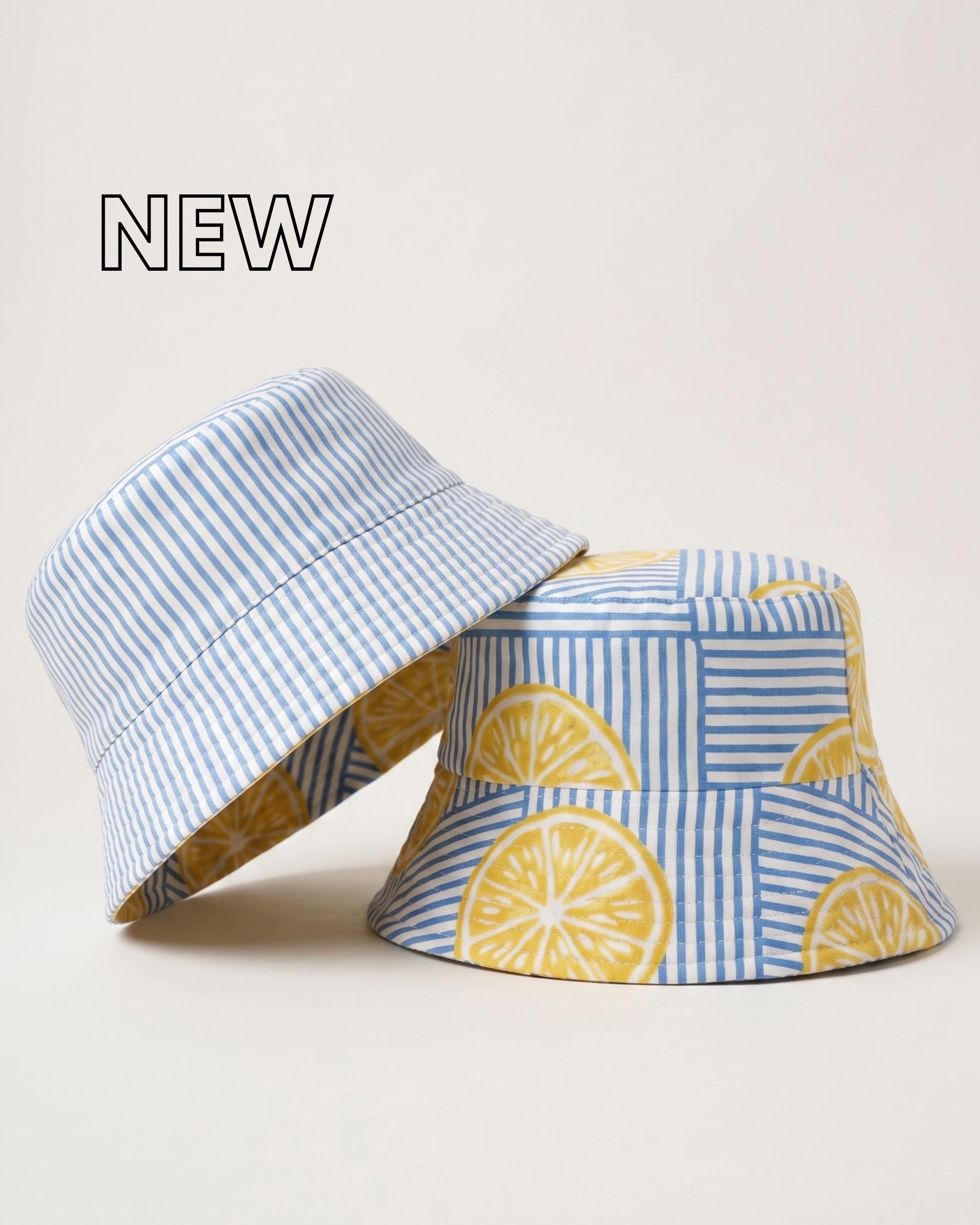 Summer Lemon - Cotton REVERSIBLE Bucket Hat