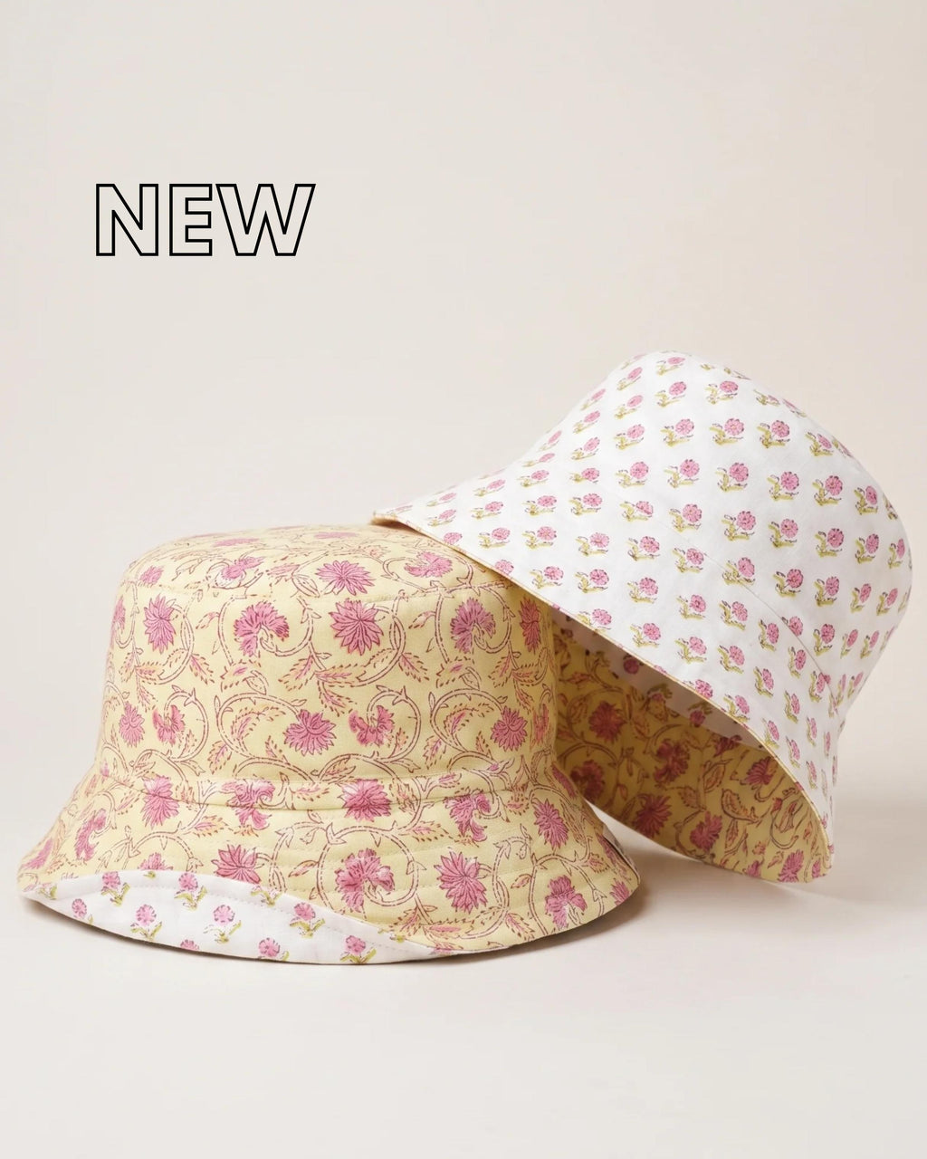 Flower Patti - Handblock REVERSIBLE Bucket Hat
