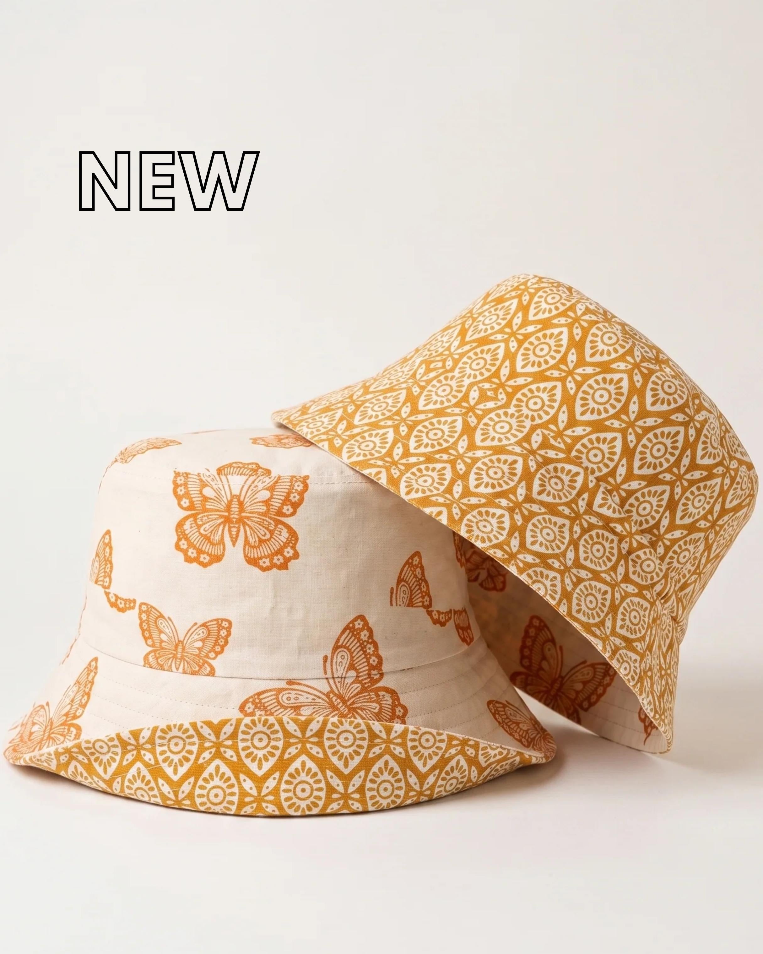 Golden Butterfly - Cotton REVERSIBLE Bucket Hat
