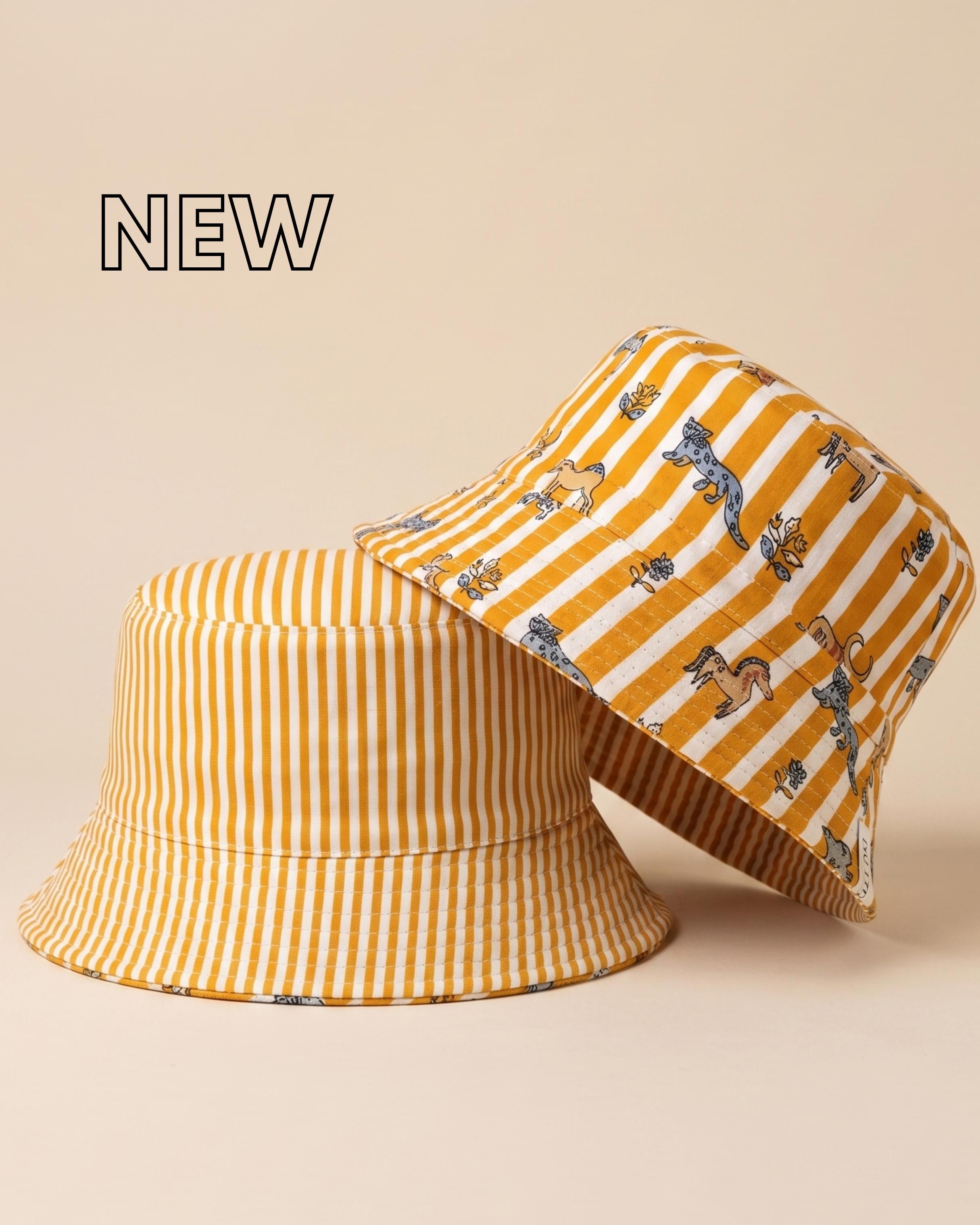 Hidden Animals in Stripes - Cotton REVERSIBLE Bucket Hat