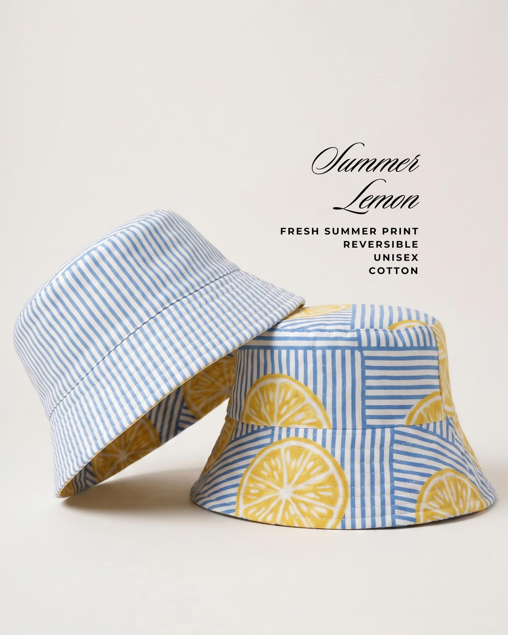 Summer Lemon - Cotton REVERSIBLE Bucket Hat