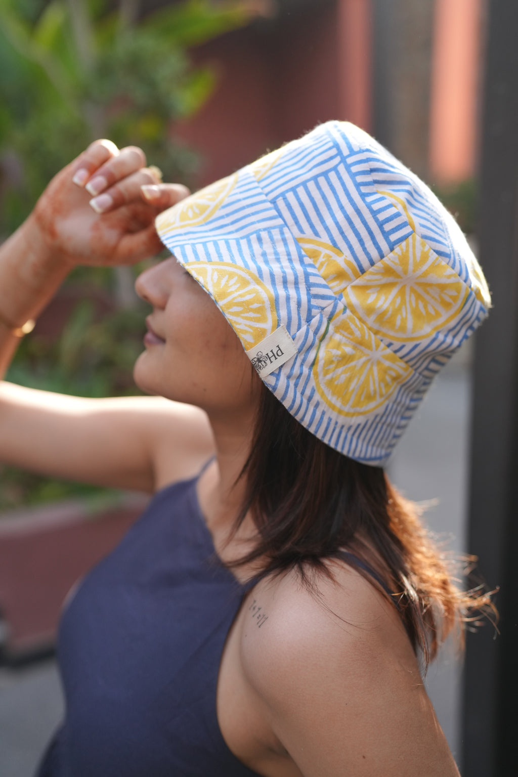 Summer Lemon - Cotton REVERSIBLE Bucket Hat