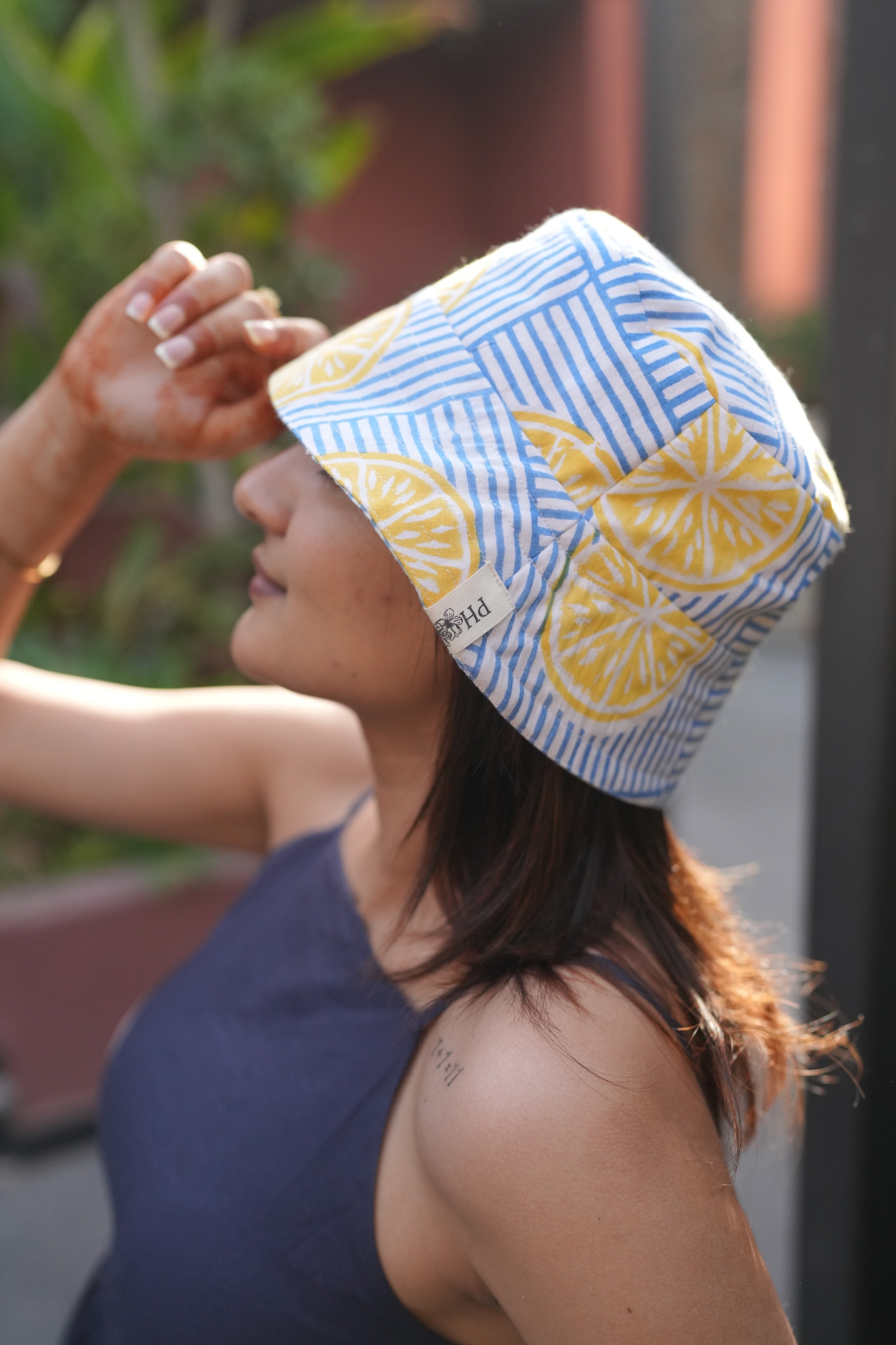 Summer Lemon - Cotton REVERSIBLE Bucket Hat