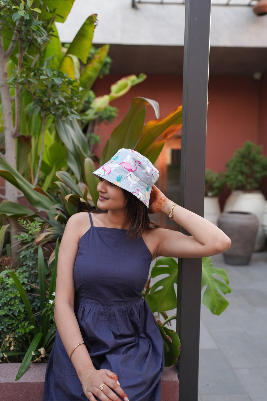 Flamingos and Pineapples - Cotton REVERSIBLE Bucket Hat