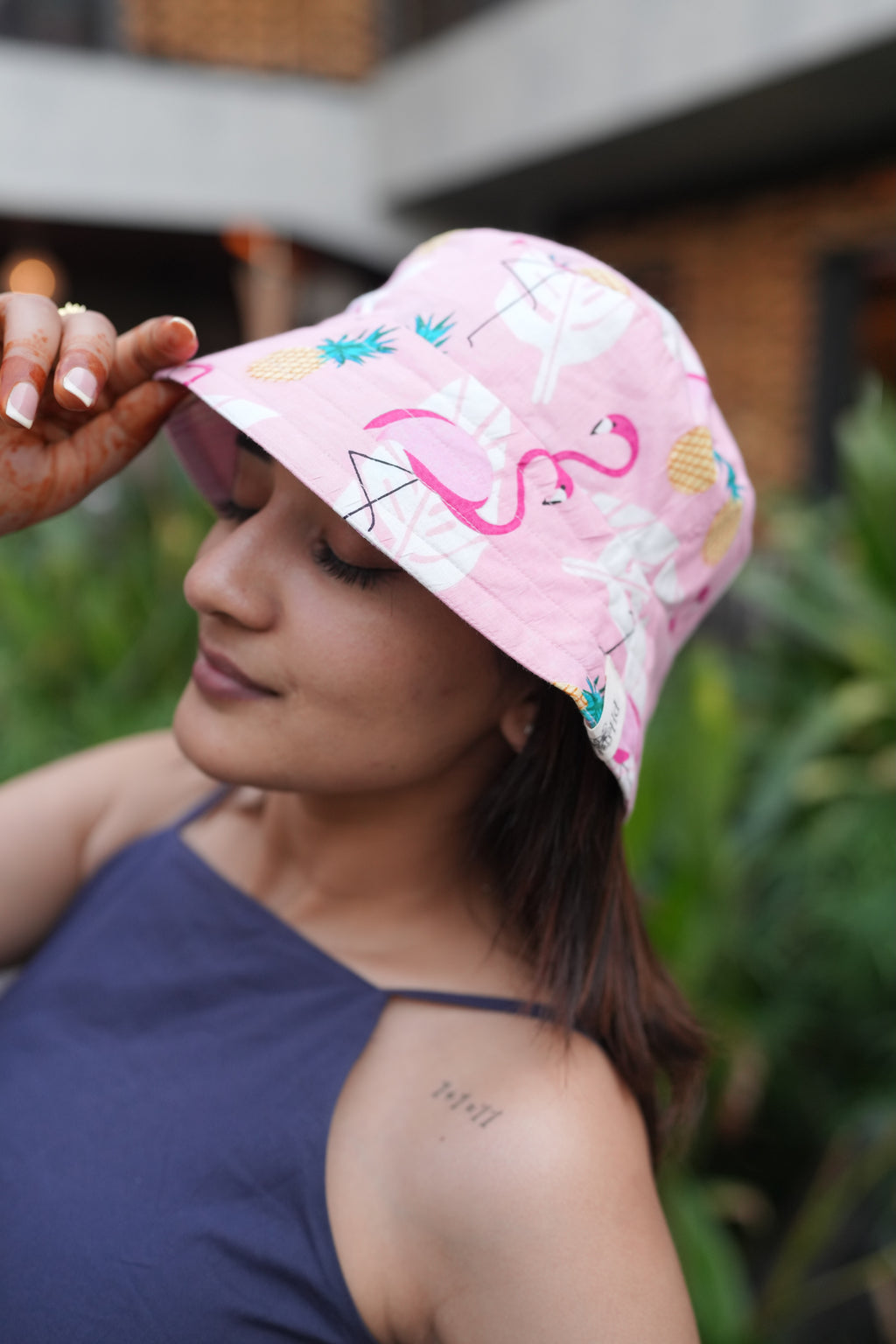 Flamingos and Pineapples - Cotton REVERSIBLE Bucket Hat