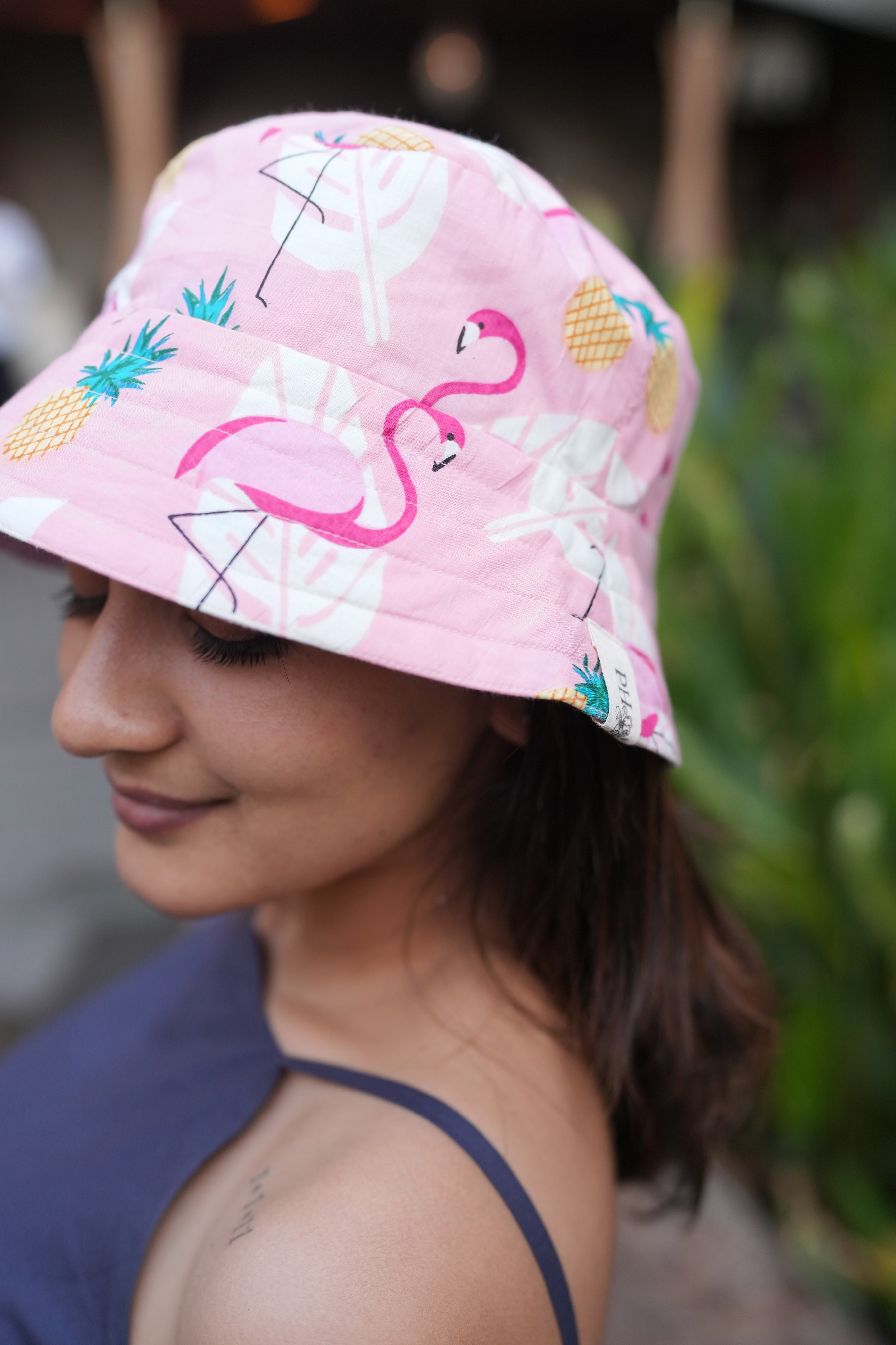 Flamingos and Pineapples - Cotton REVERSIBLE Bucket Hat