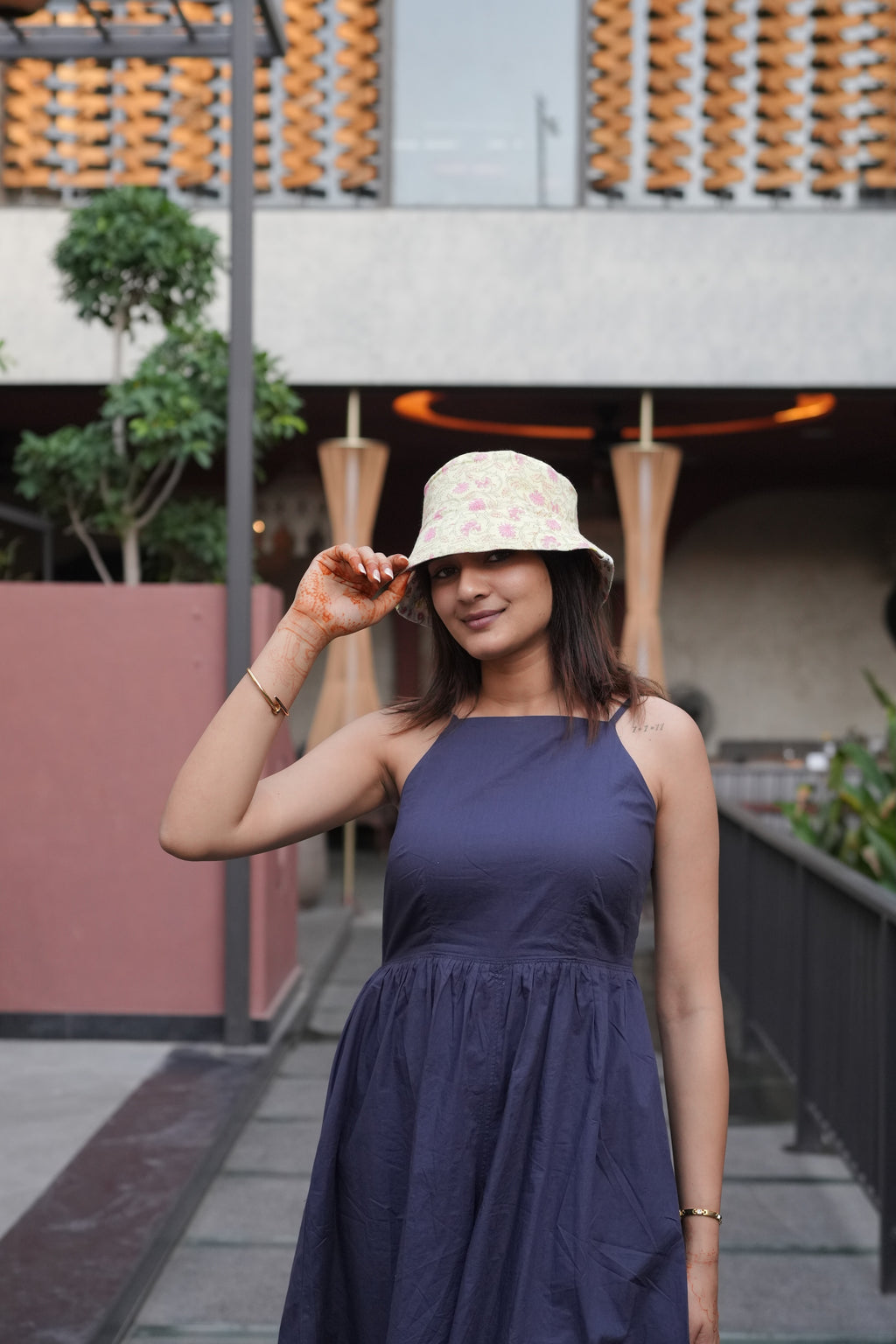 Flower Patti - Handblock REVERSIBLE Bucket Hat