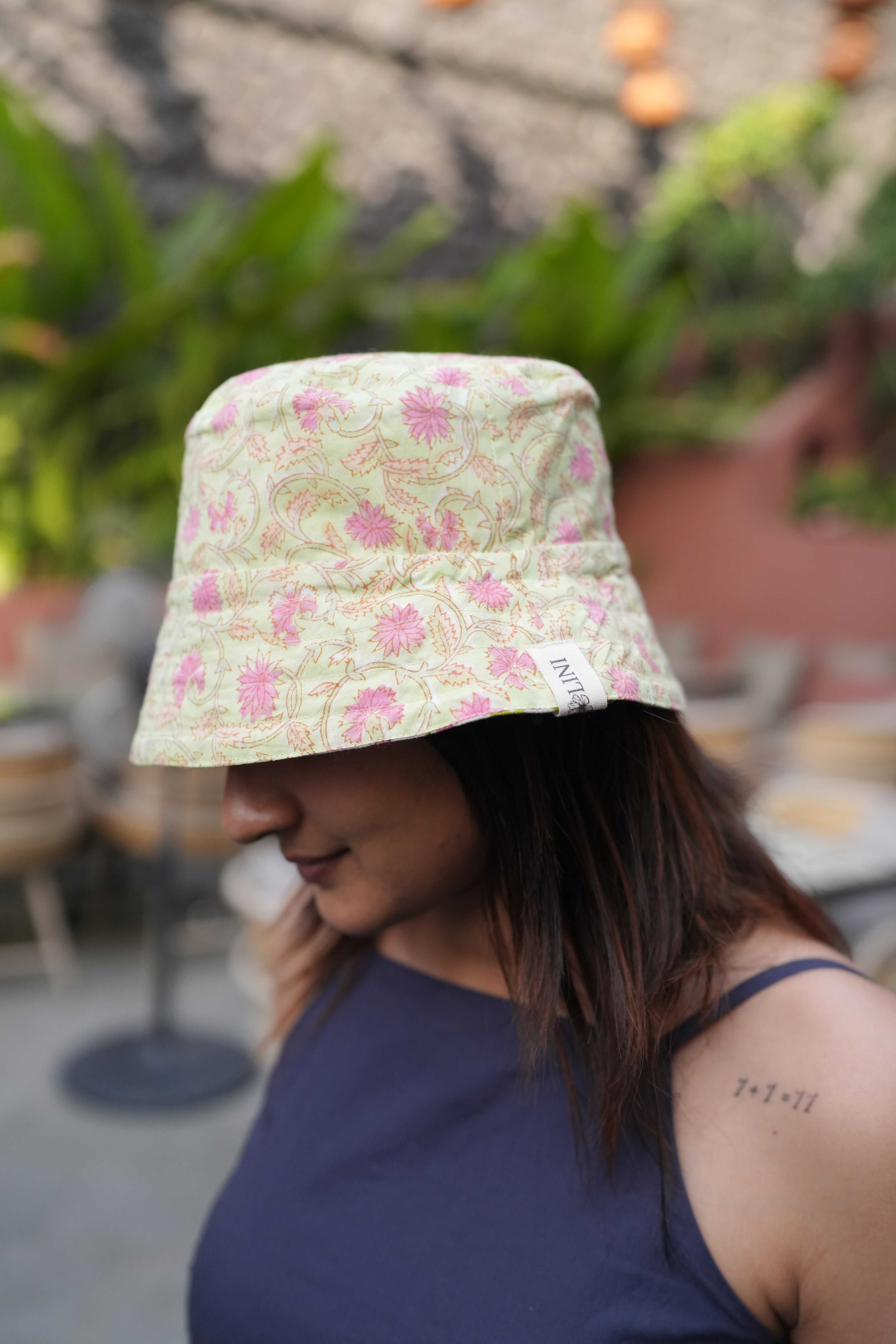 Flower Patti - Handblock REVERSIBLE Bucket Hat