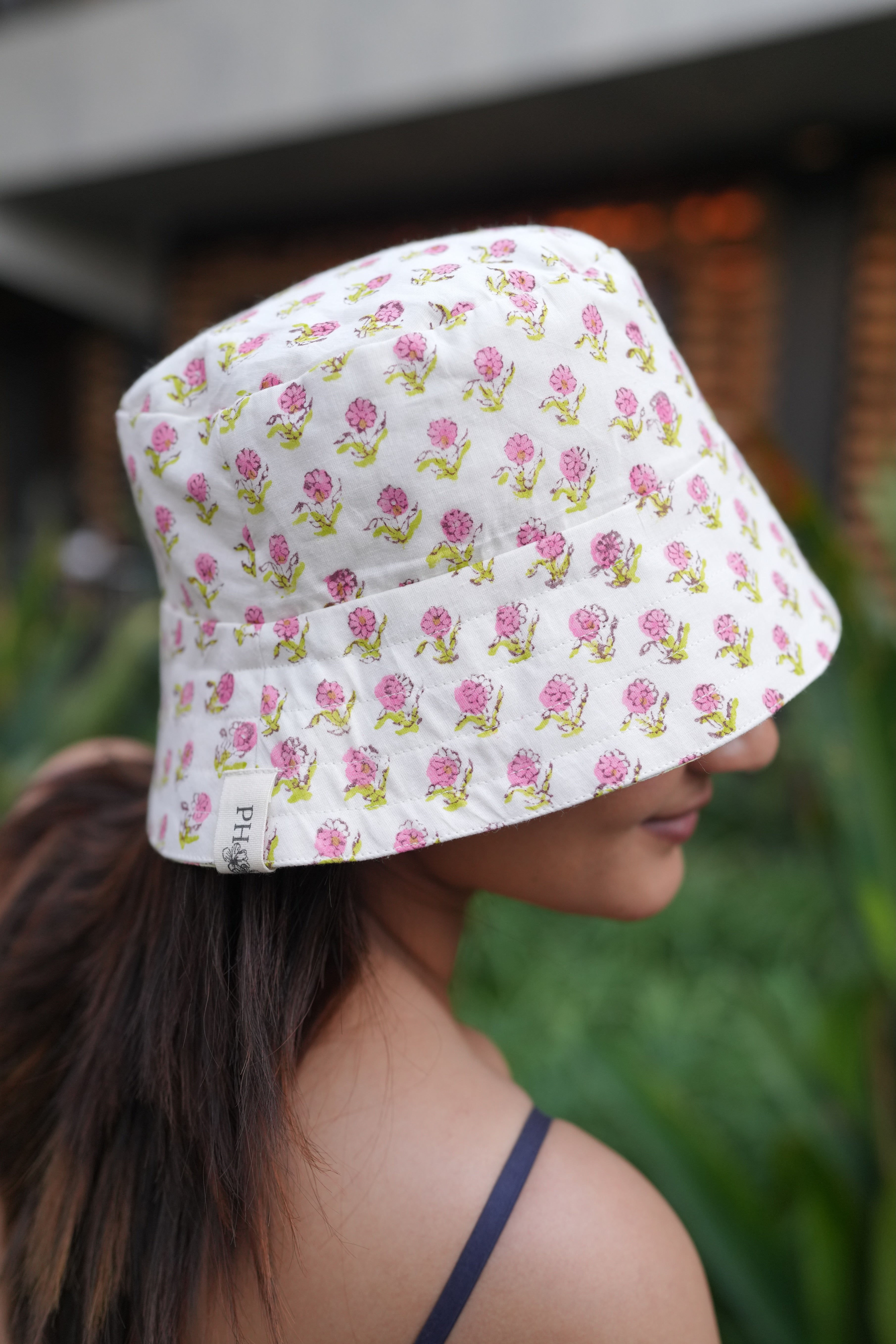 Flower Patti - Handblock REVERSIBLE Bucket Hat