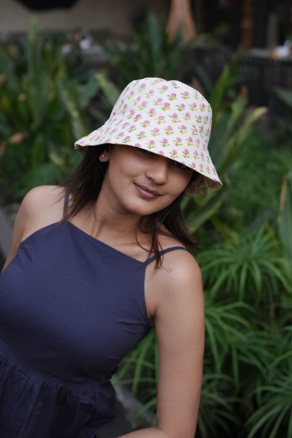 Flower Patti - Handblock REVERSIBLE Bucket Hat