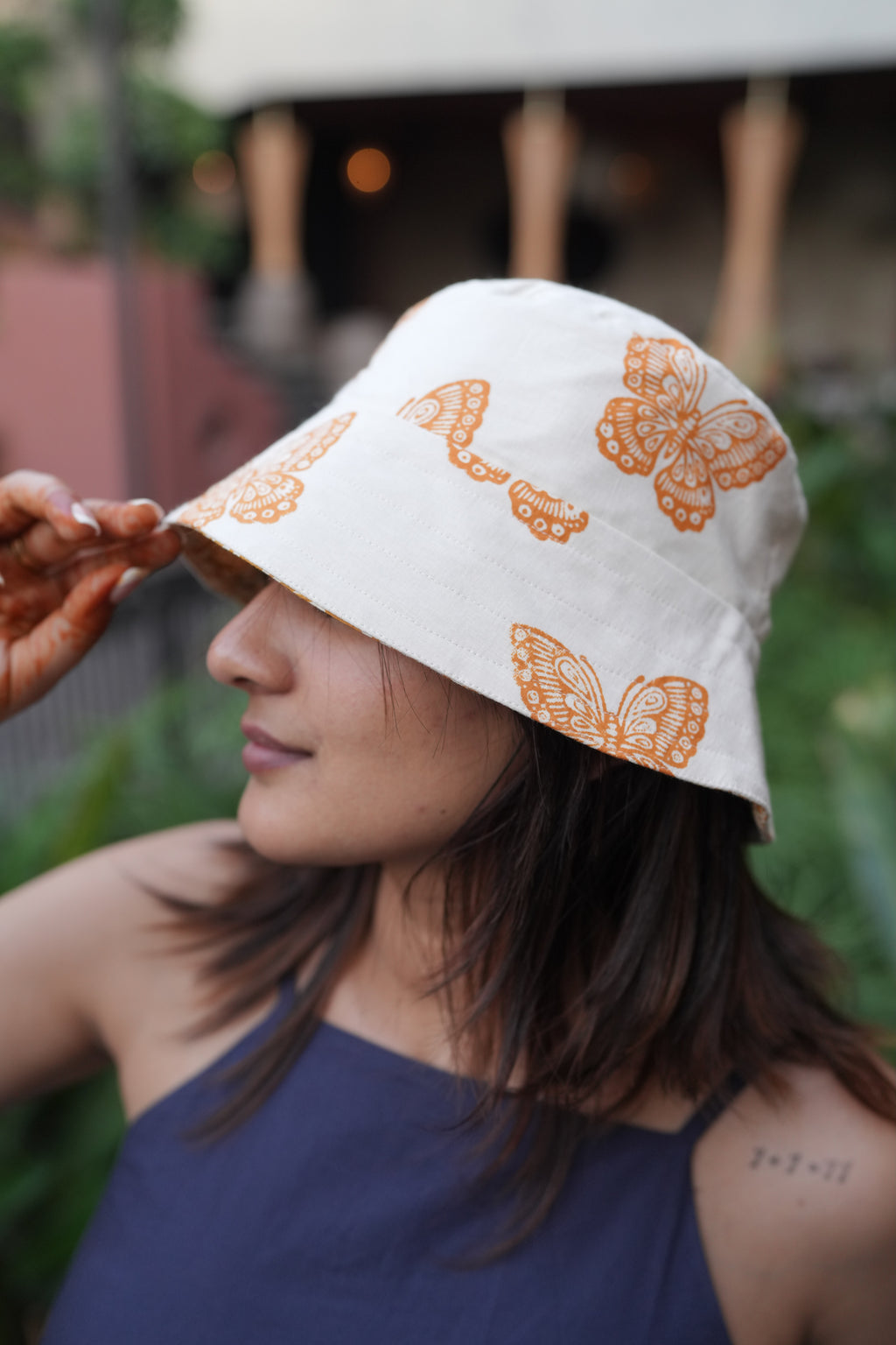 Golden Butterfly - Cotton REVERSIBLE Bucket Hat