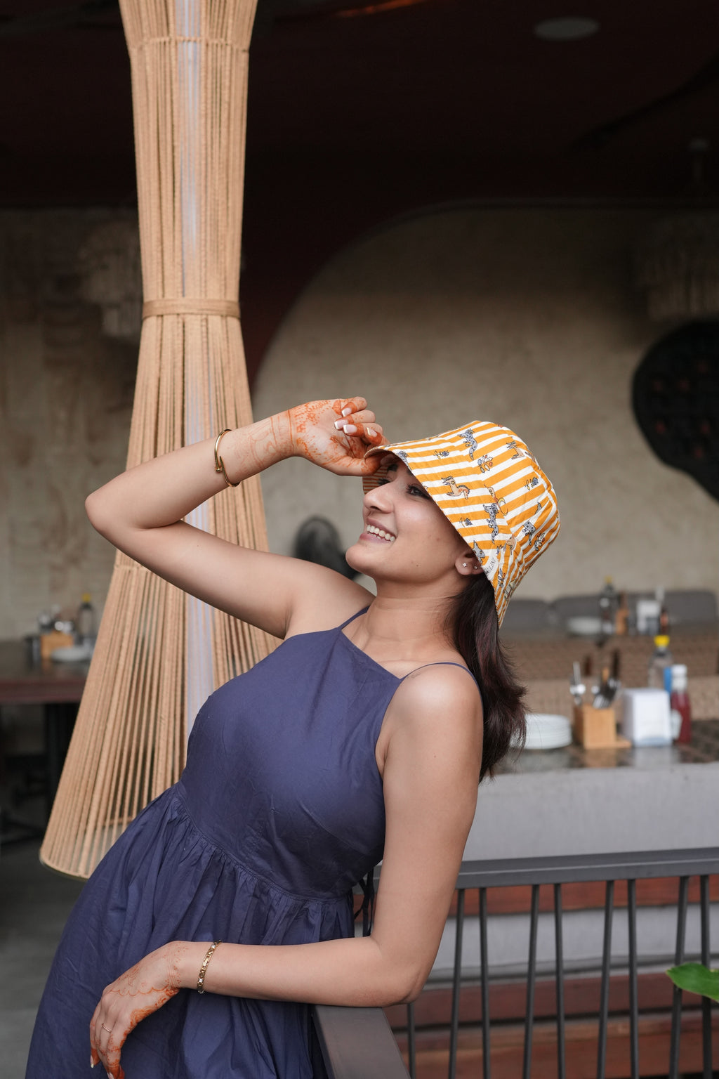 Hidden Animals in Stripes - Cotton REVERSIBLE Bucket Hat