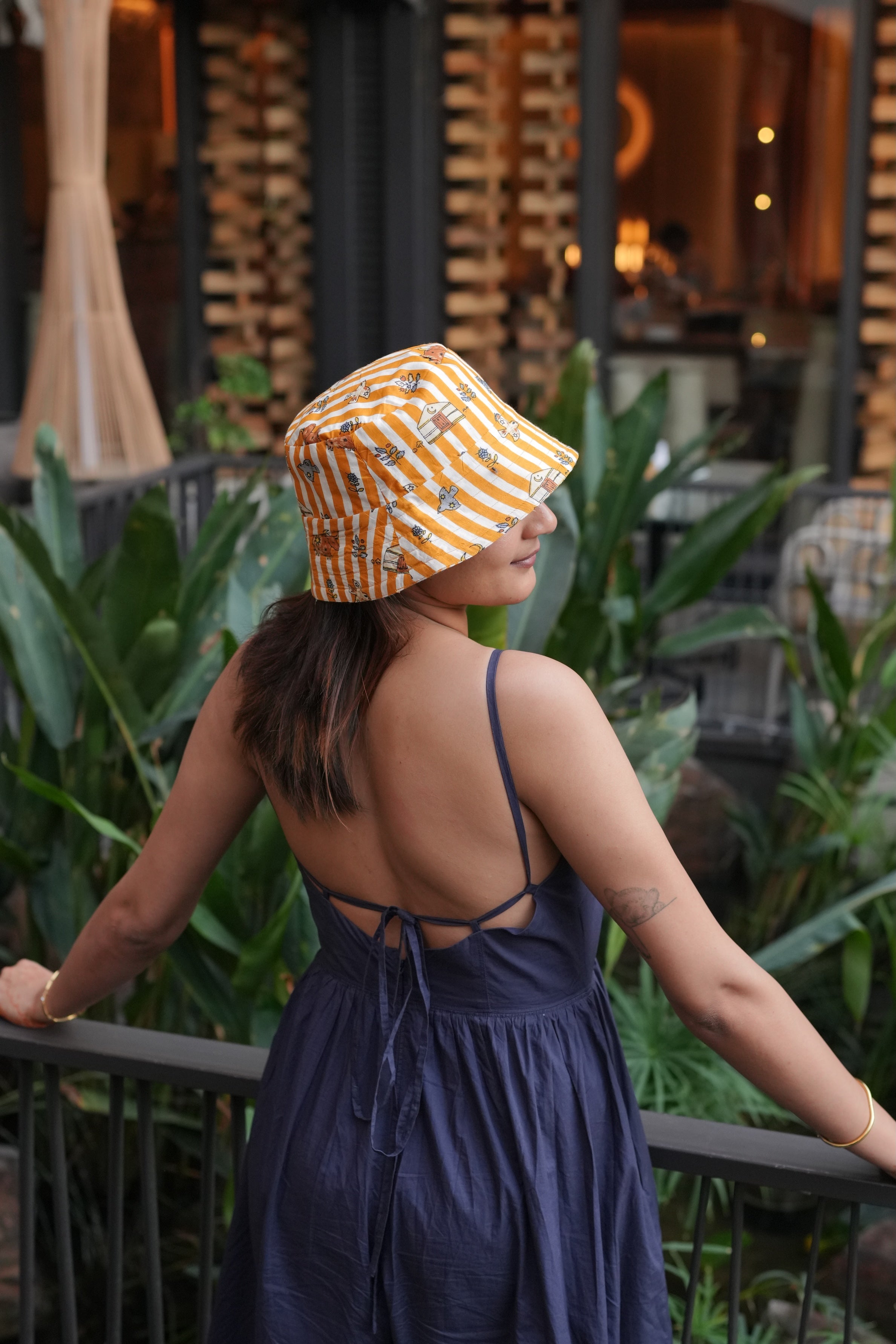 Hidden Animals in Stripes - Cotton REVERSIBLE Bucket Hat
