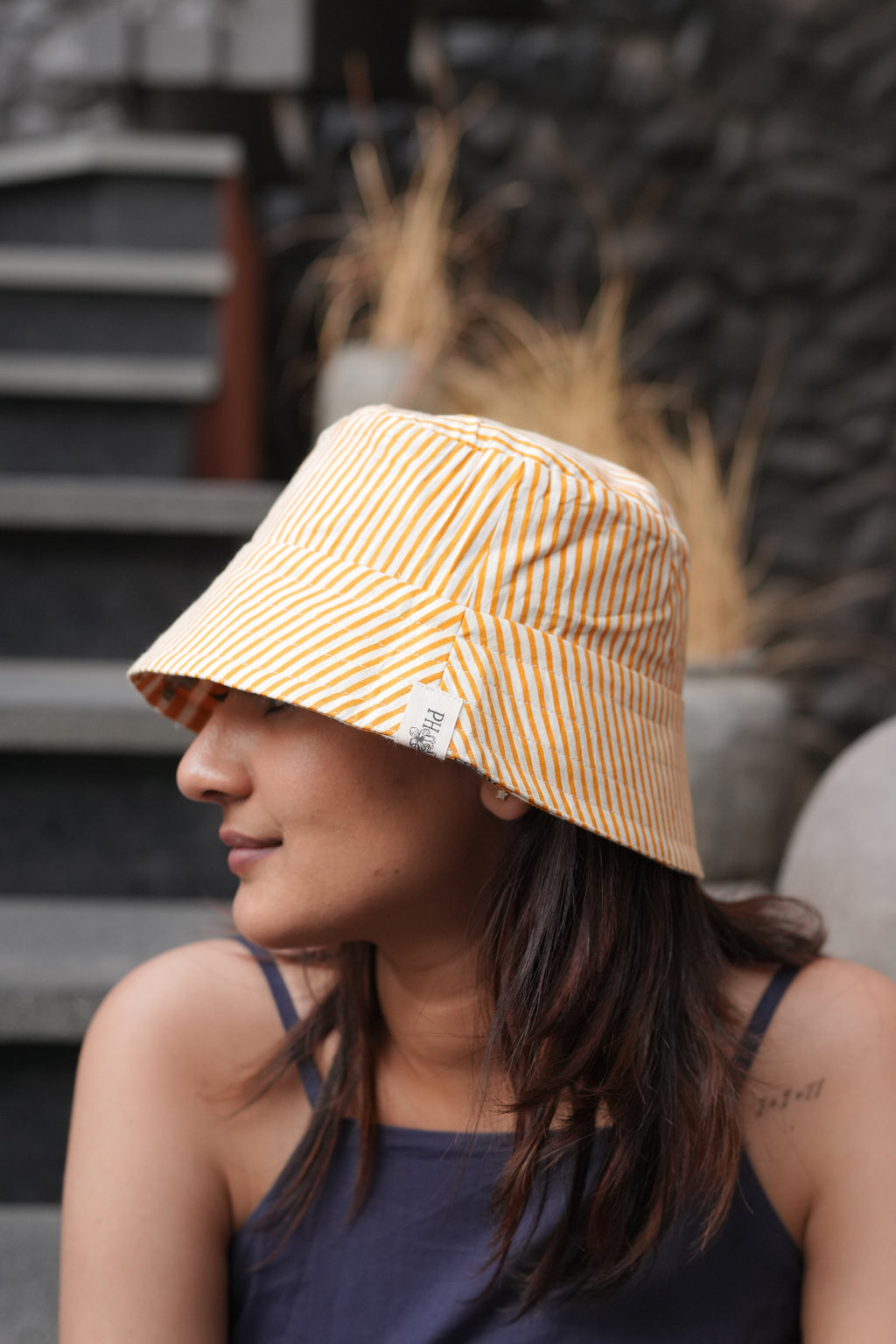 Hidden Animals in Stripes - Cotton REVERSIBLE Bucket Hat