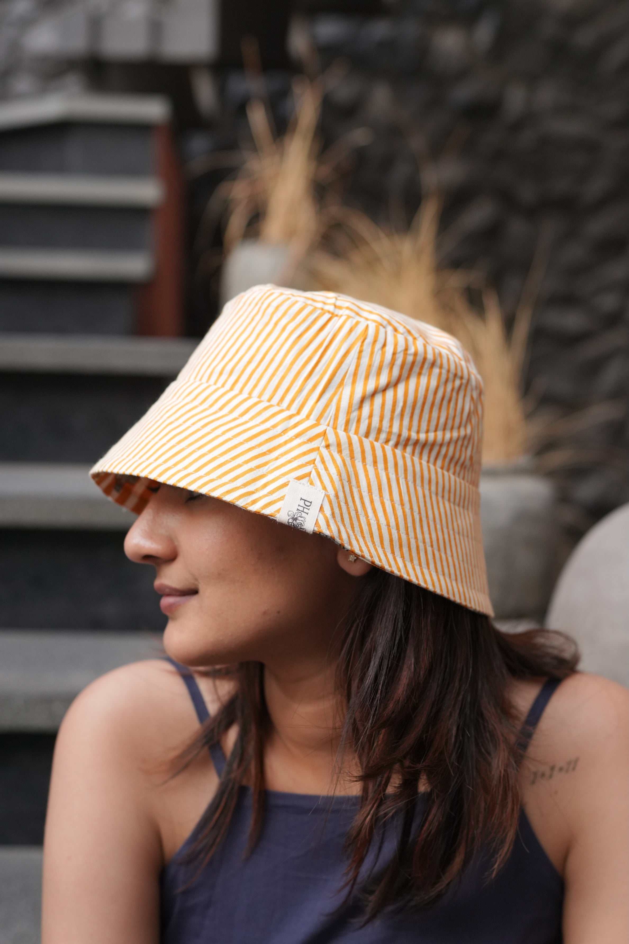 Hidden Animals in Stripes - Cotton REVERSIBLE Bucket Hat