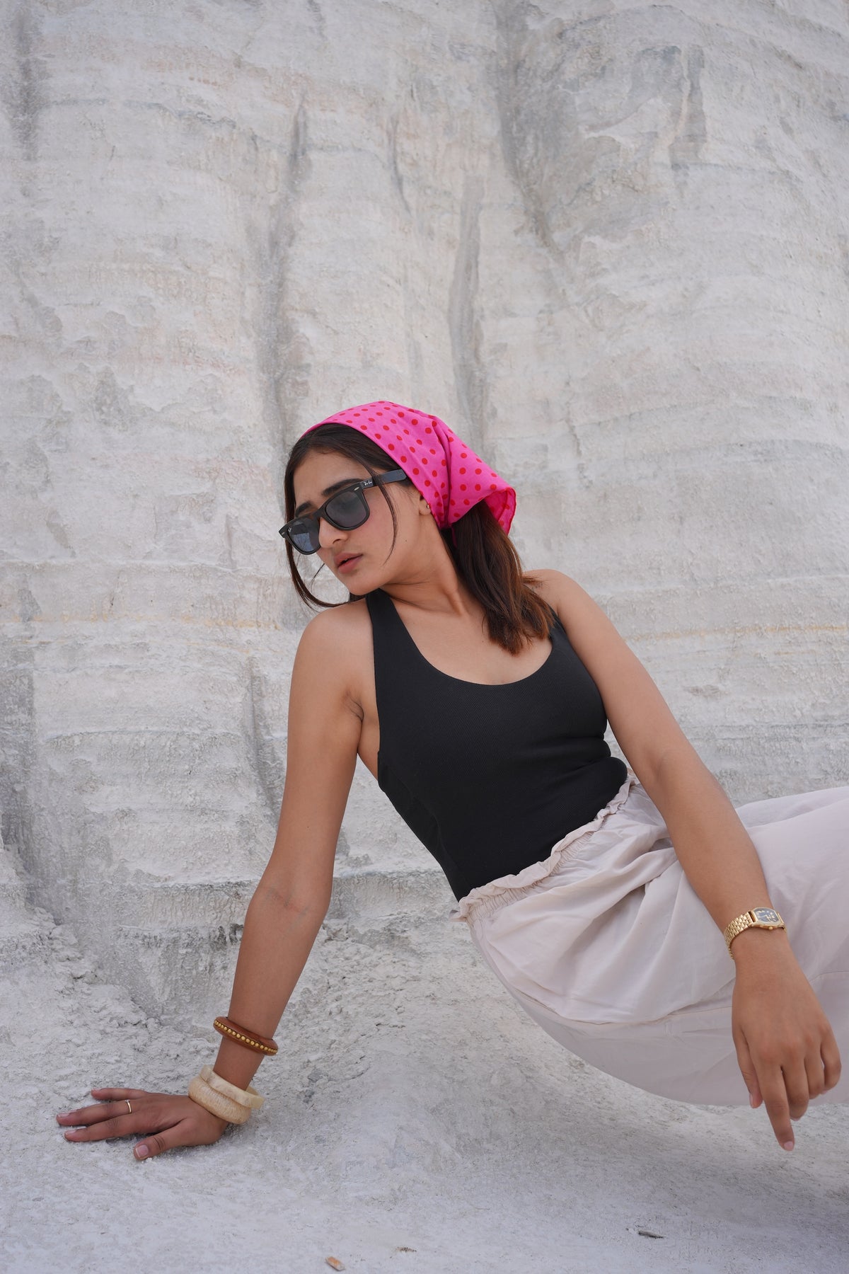 Fuchsia & Red - LuluBee Polka Dot Charm Bandana