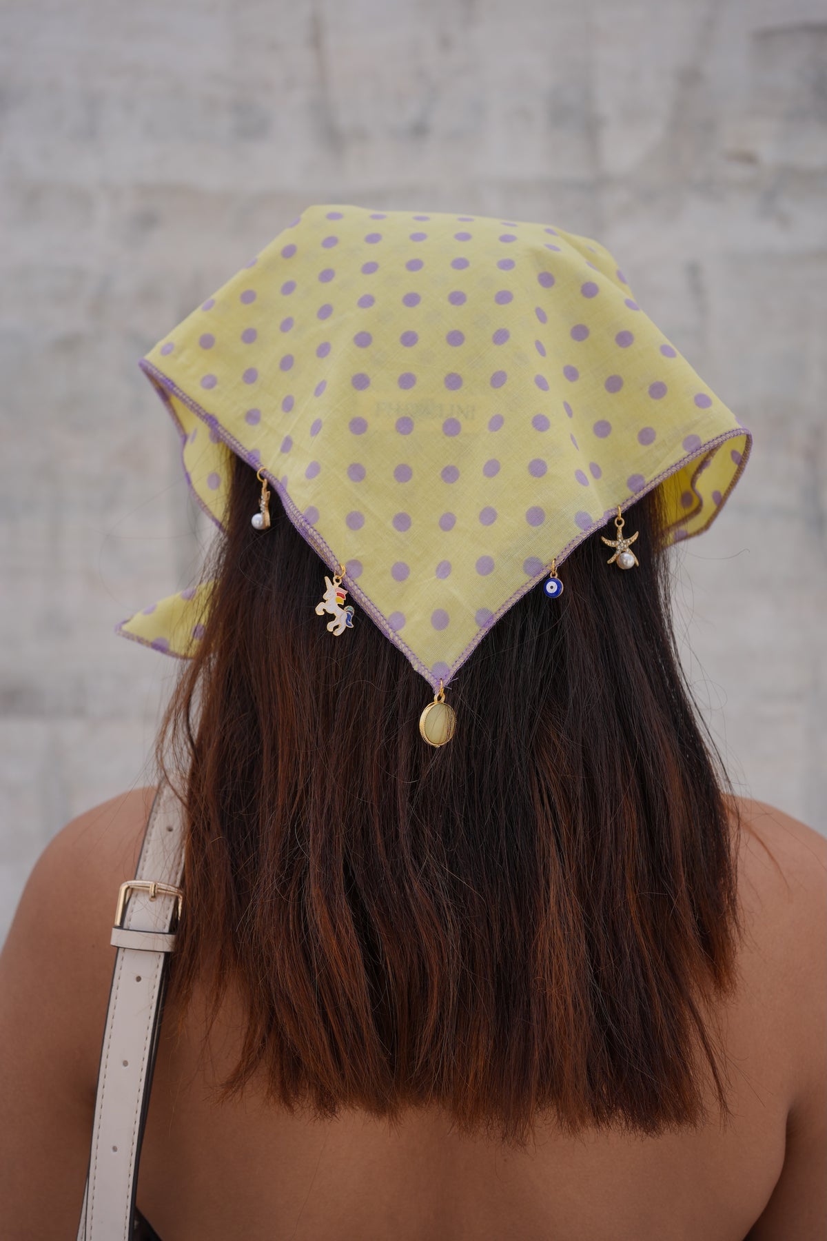 Butter Yellow & Lavender- LuluBee Polka Dot Charm Bandana