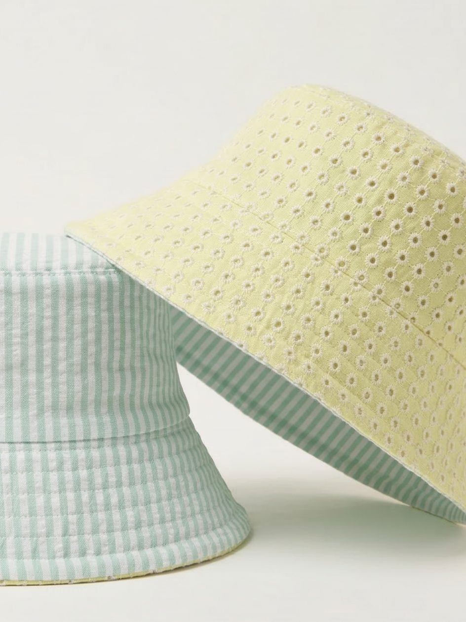 Schiffli Butter - Cotton REVERSIBLE Bucket Hat