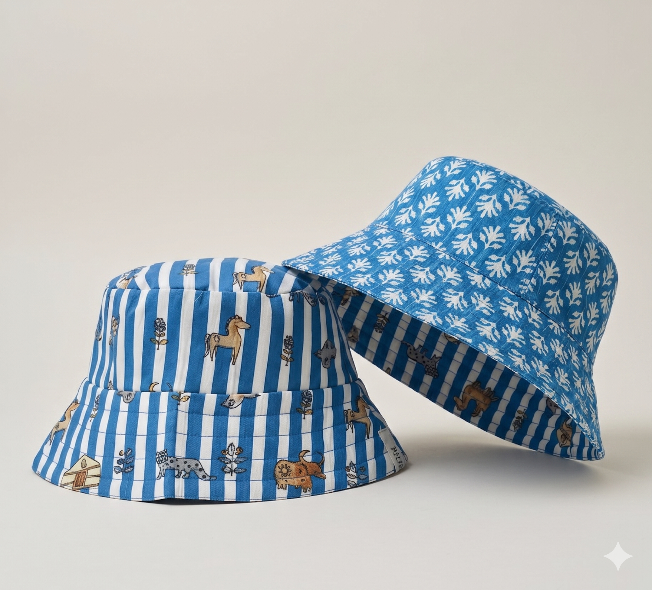 Hidden Animals in Stripes - Cotton REVERSIBLE Bucket Hat