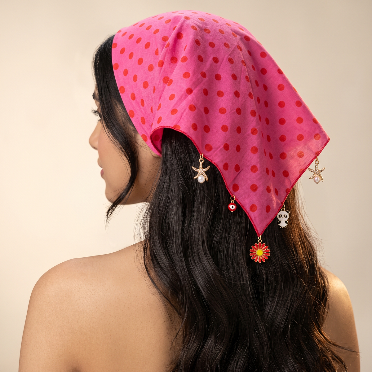 Lulu-Bee Charm Bandana - Fuchsia & Red