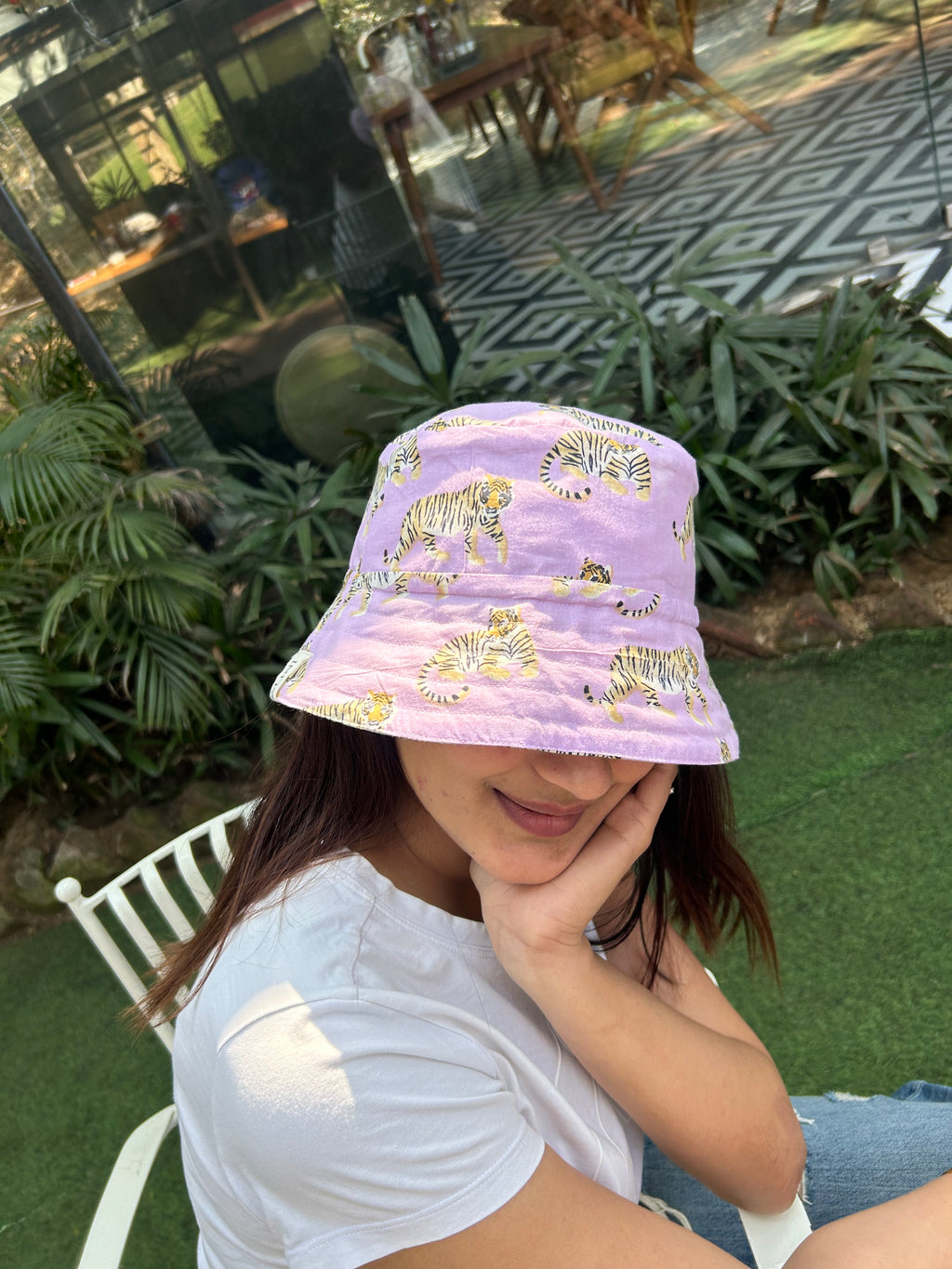 Tiger in Lavender - Cotton Bucket Hat