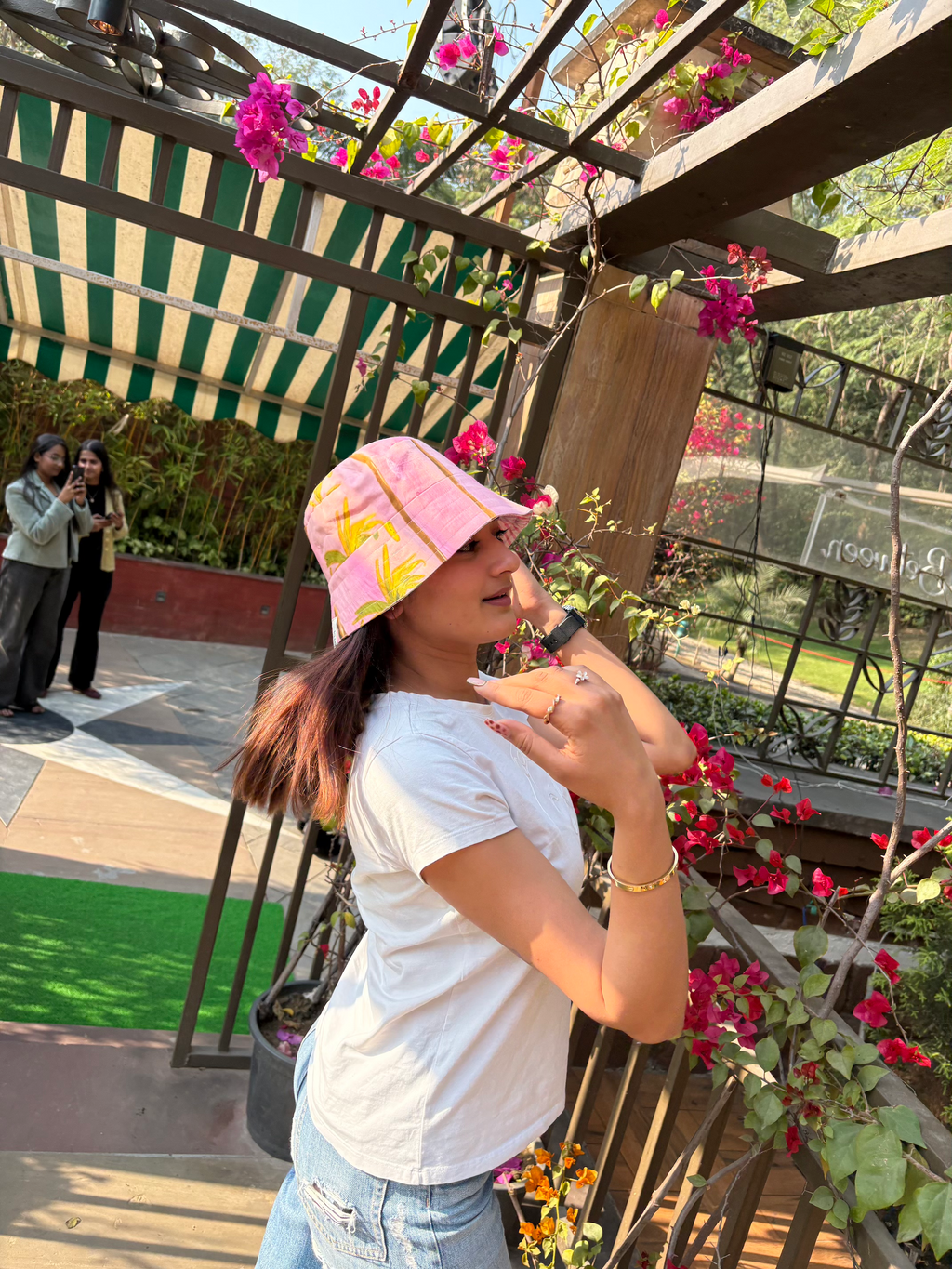 Palm in Peach Sky - Cotton REVERSIBLE Bucket Hat