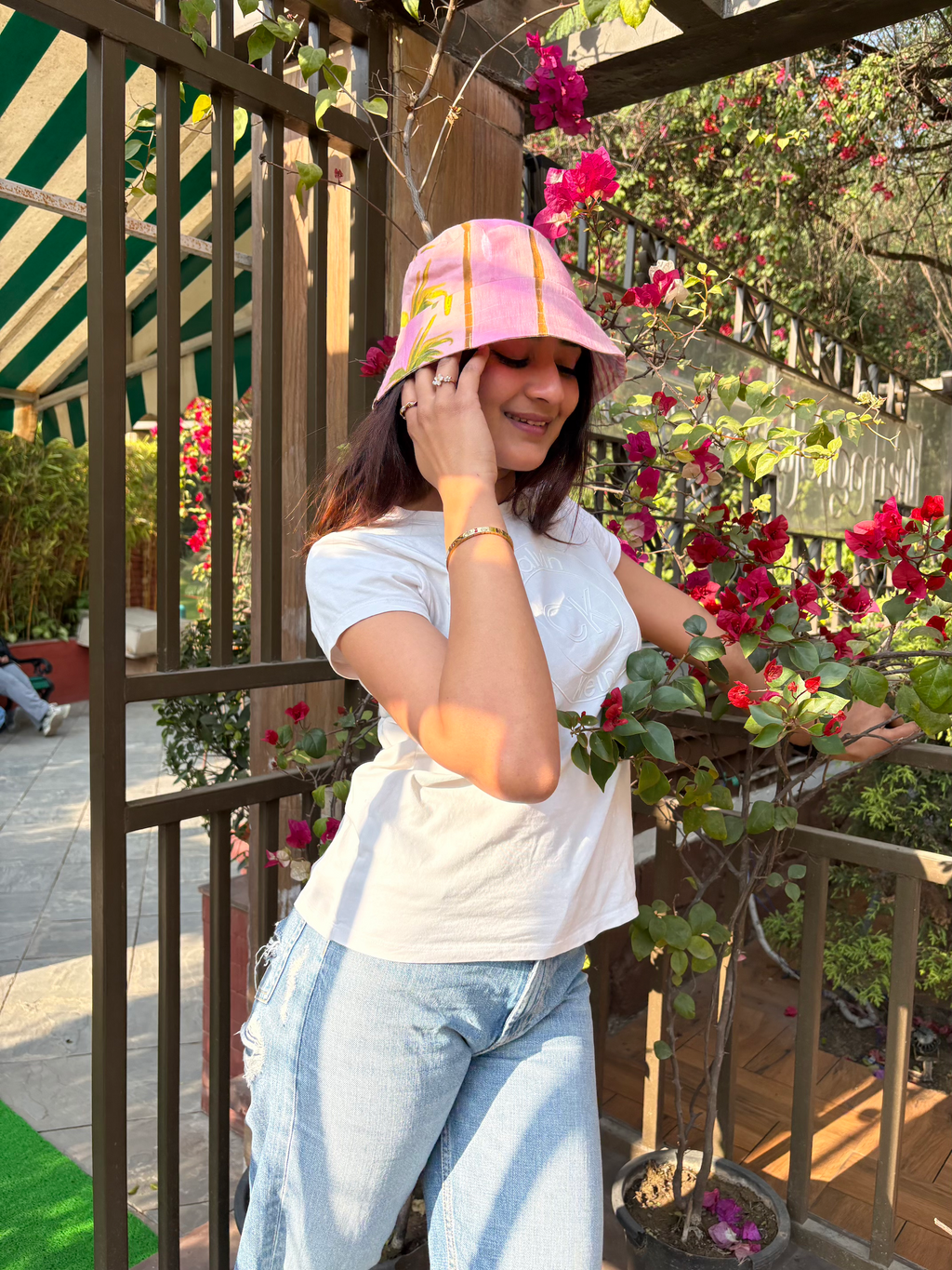 Palm in Peach Sky - Cotton REVERSIBLE Bucket Hat