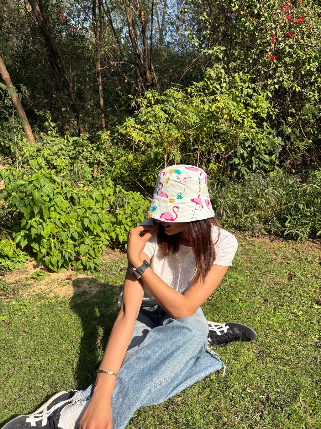 Flamingos and Pineapples - Cotton REVERSIBLE Bucket Hat