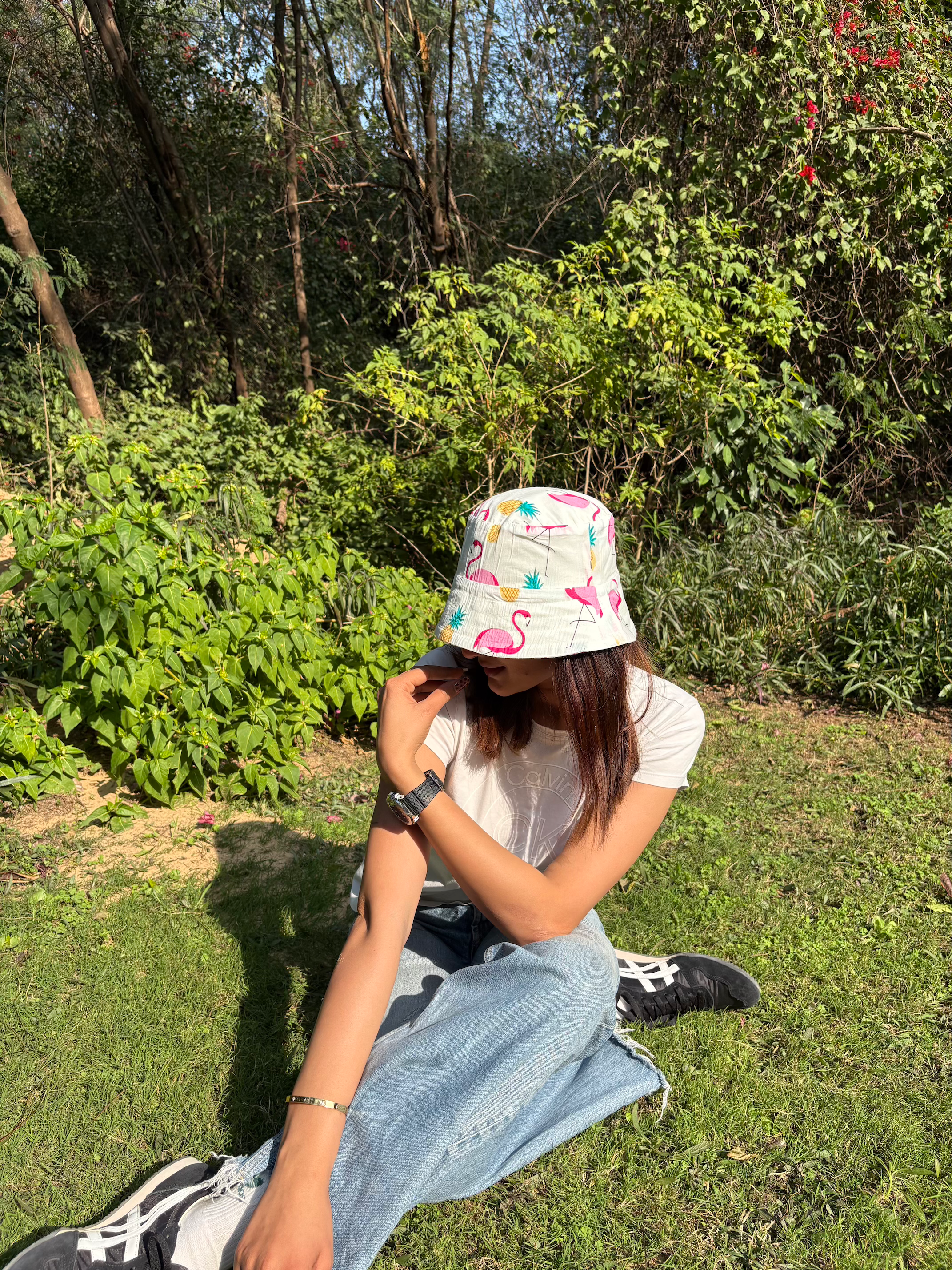 Flamingos and Pineapples - Cotton REVERSIBLE Bucket Hat
