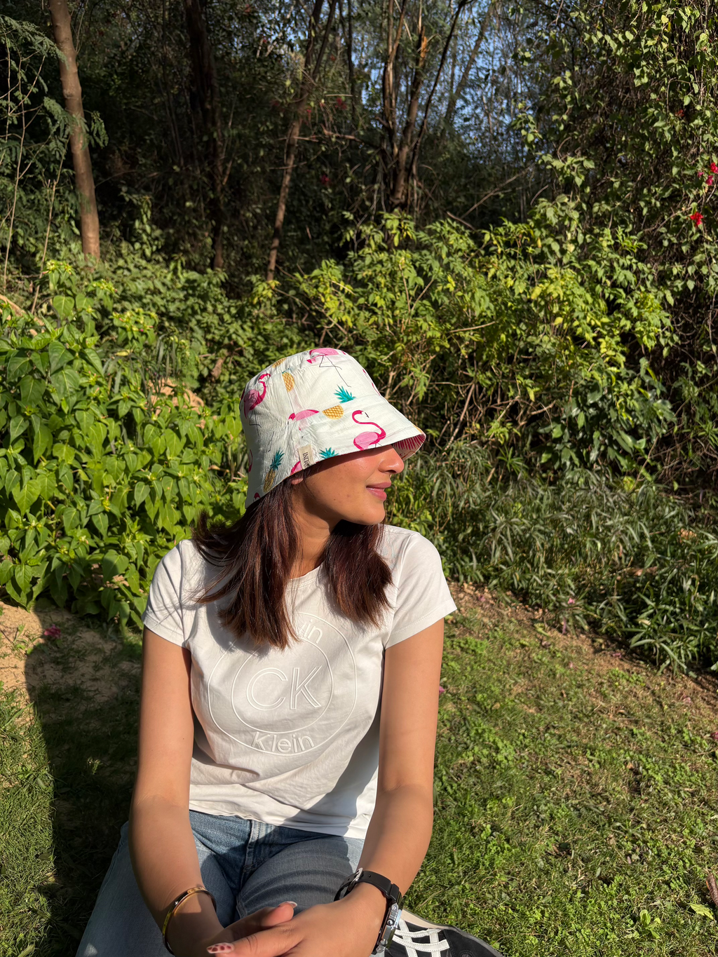 Flamingos and Pineapples - Cotton REVERSIBLE Bucket Hat