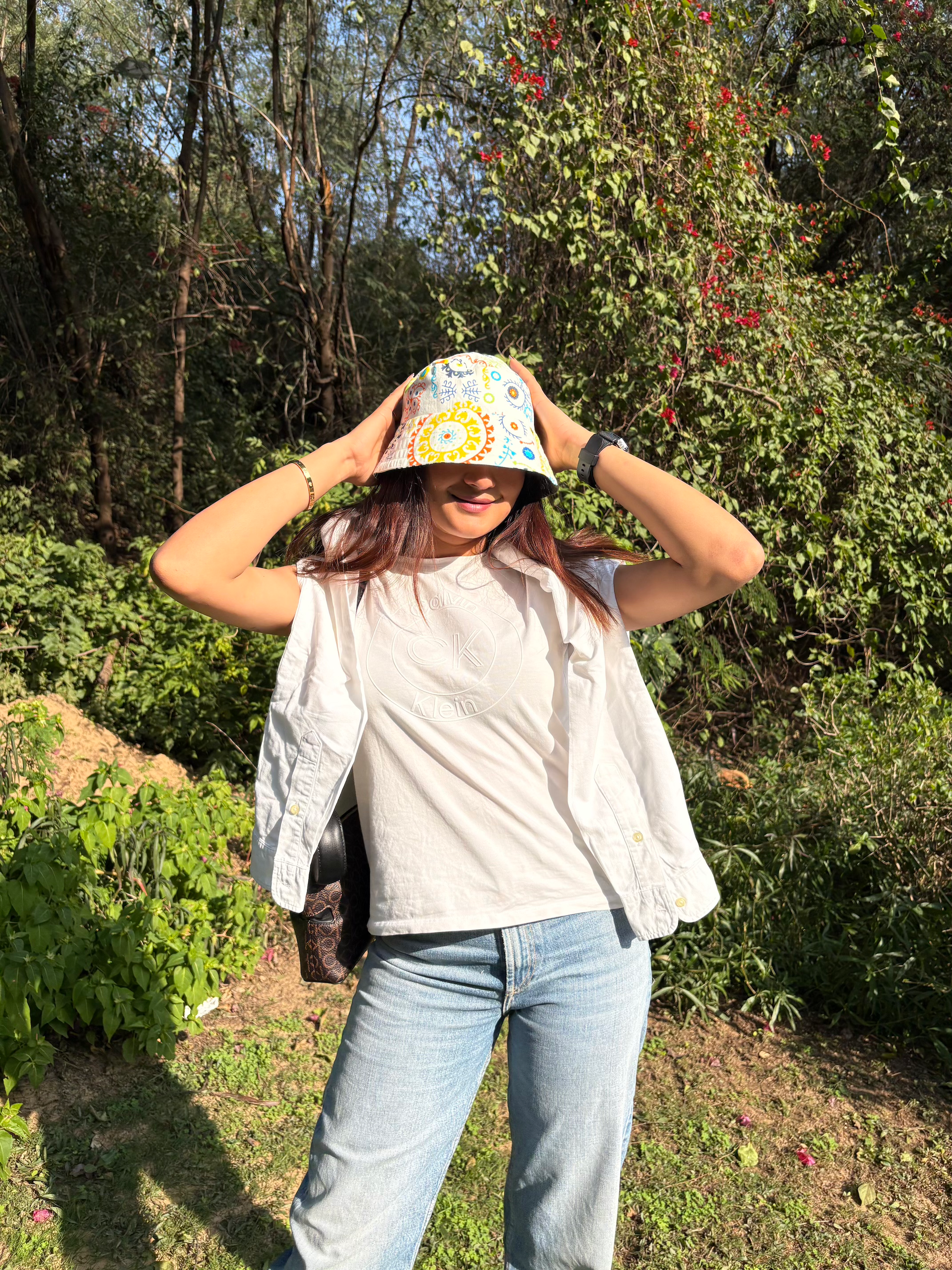 Colour Splash with Polka Stripes - Cotton REVERSIBLE Bucket Hat