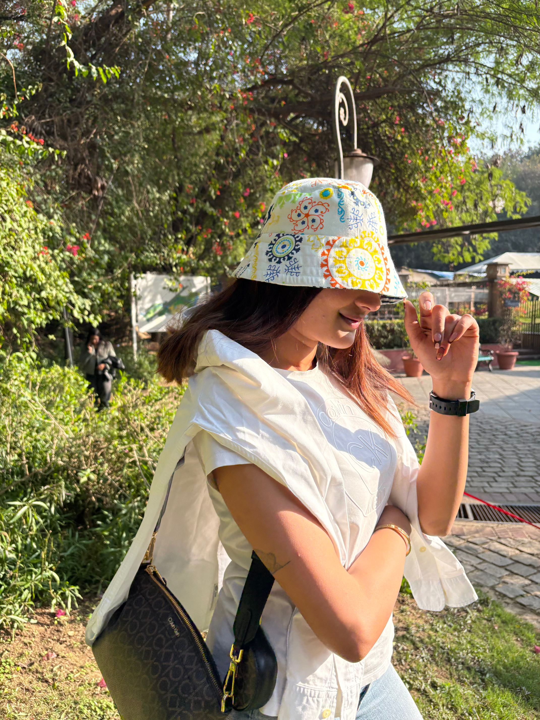 Colour Splash with Polka Stripes - Cotton REVERSIBLE Bucket Hat