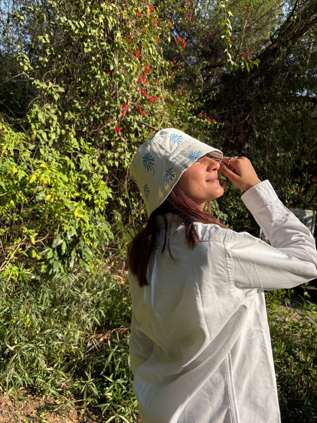 Blue Palm - Cotton REVERSIBLE Bucket Hat