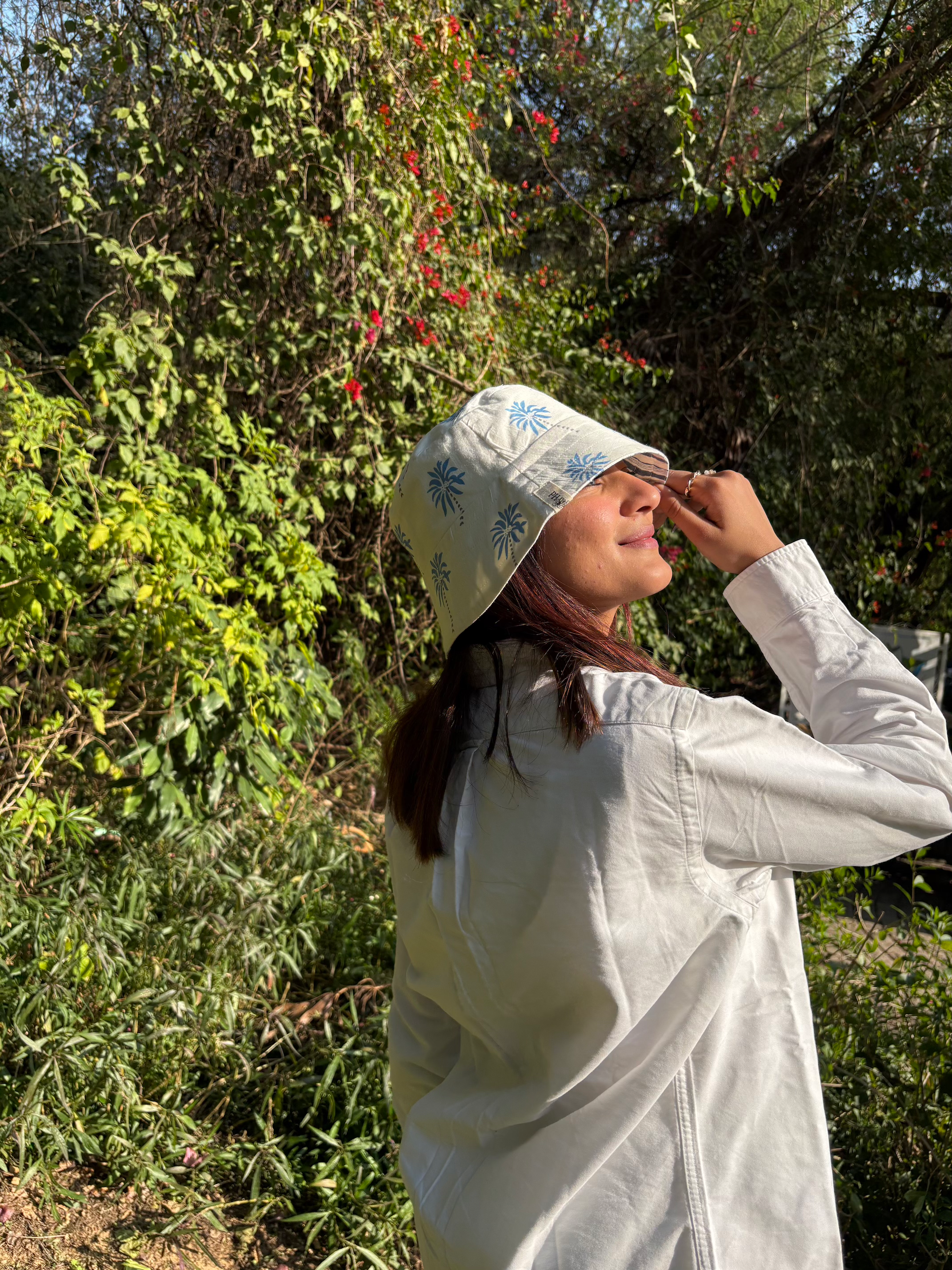 Blue Palm - Cotton REVERSIBLE Bucket Hat