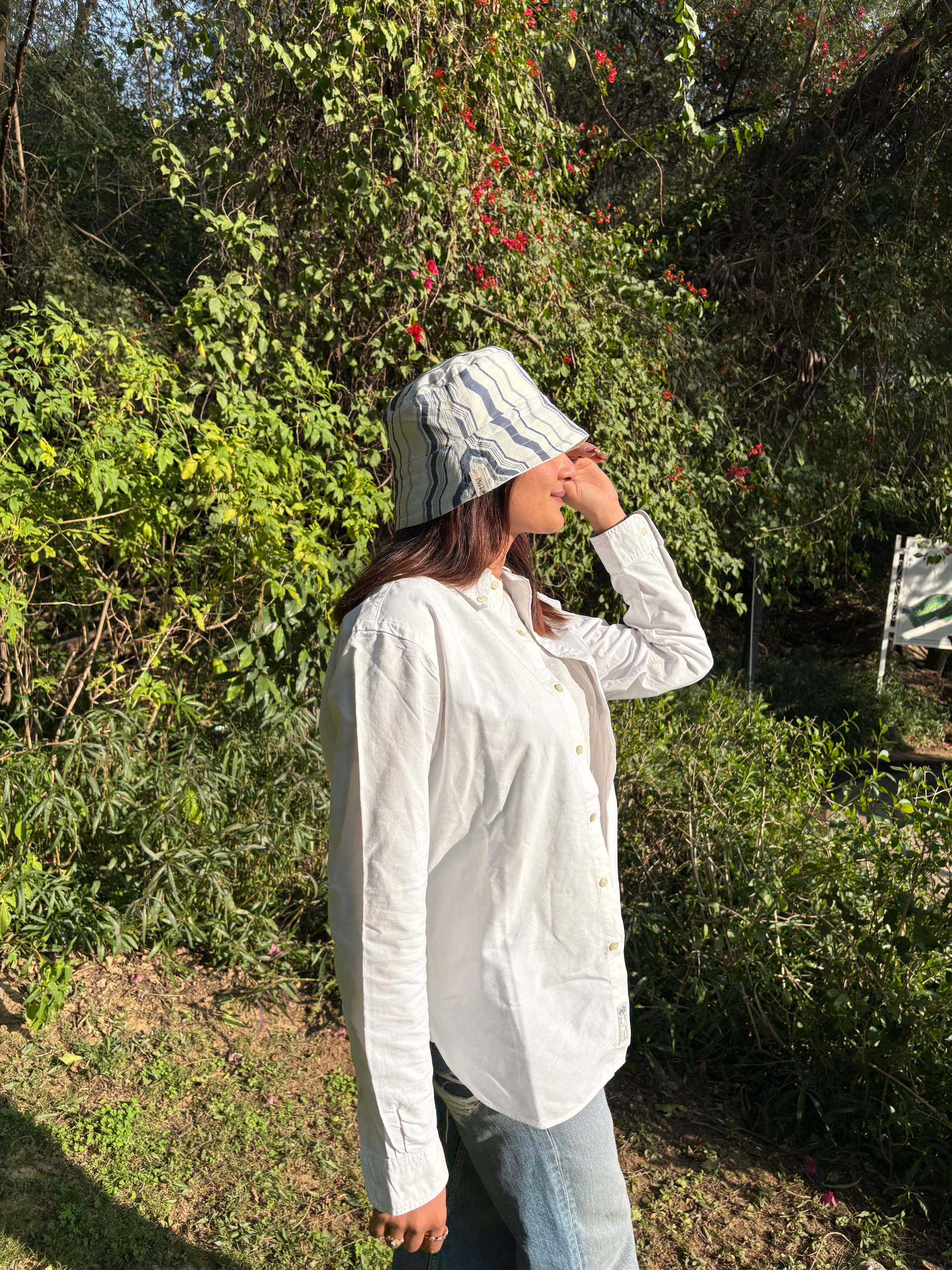 Blue Palm - Cotton REVERSIBLE Bucket Hat