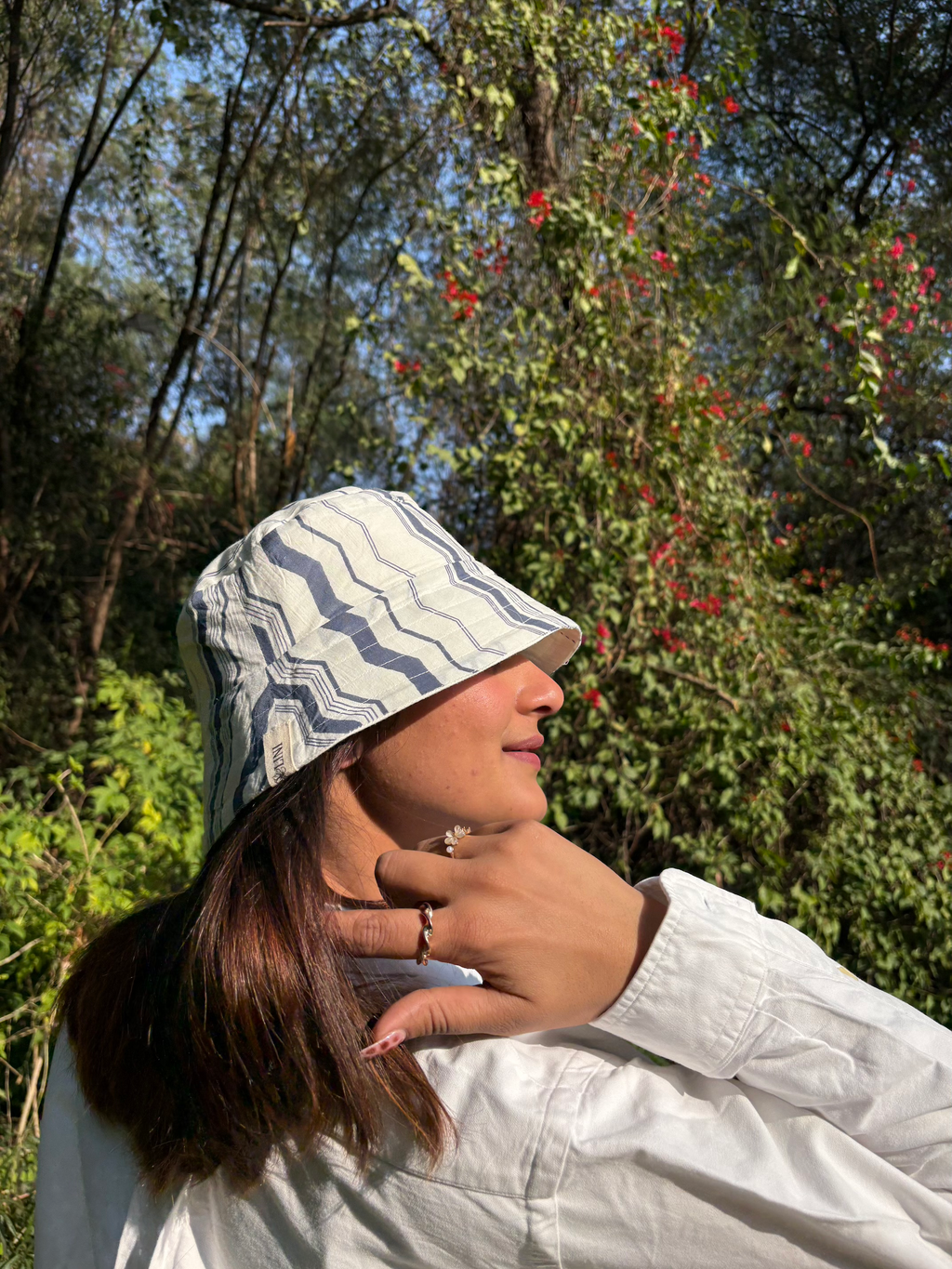 Blue Palm - Cotton REVERSIBLE Bucket Hat