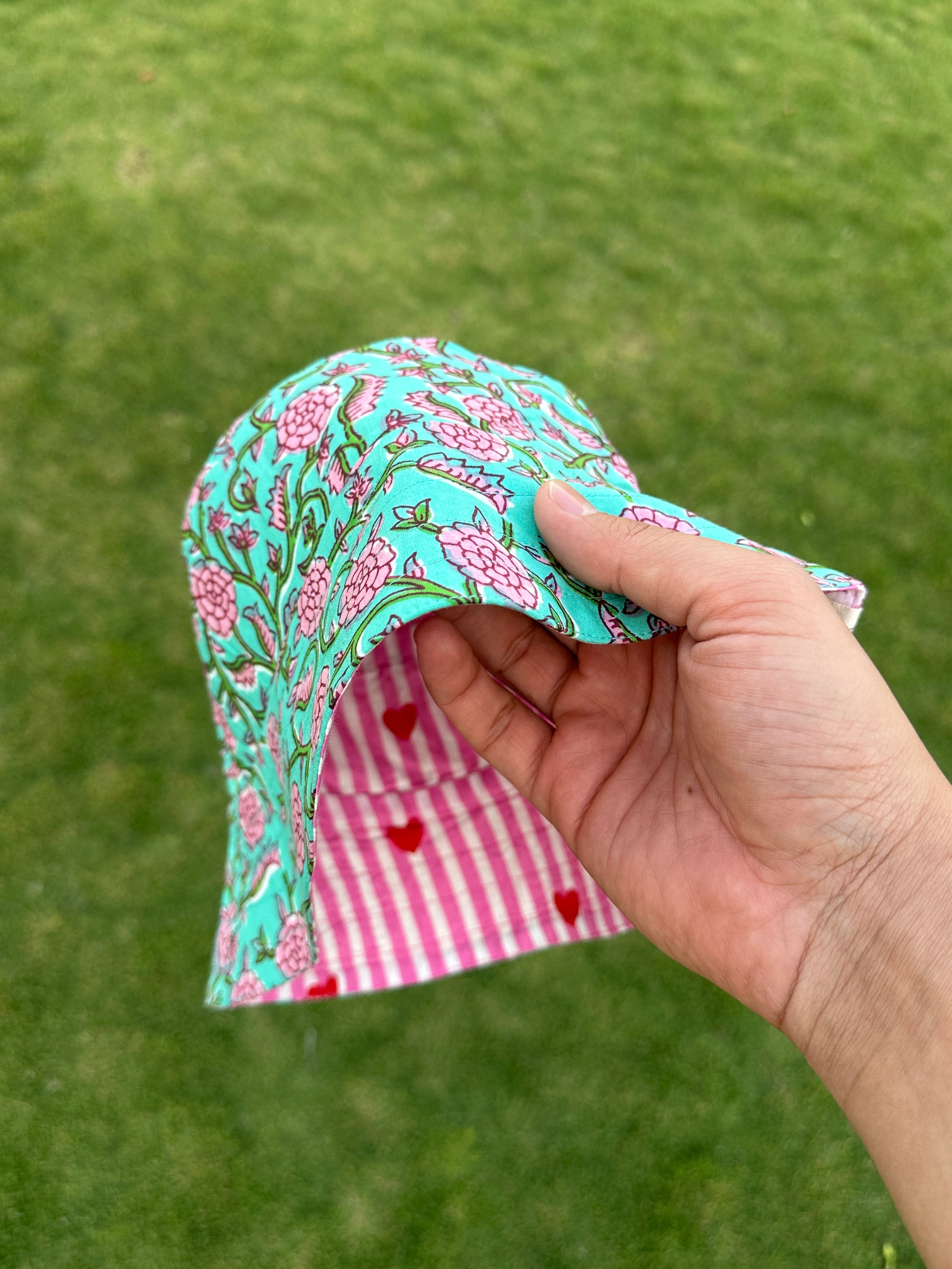 Green flora - Cotton REVERSIBLE Bucket Hat