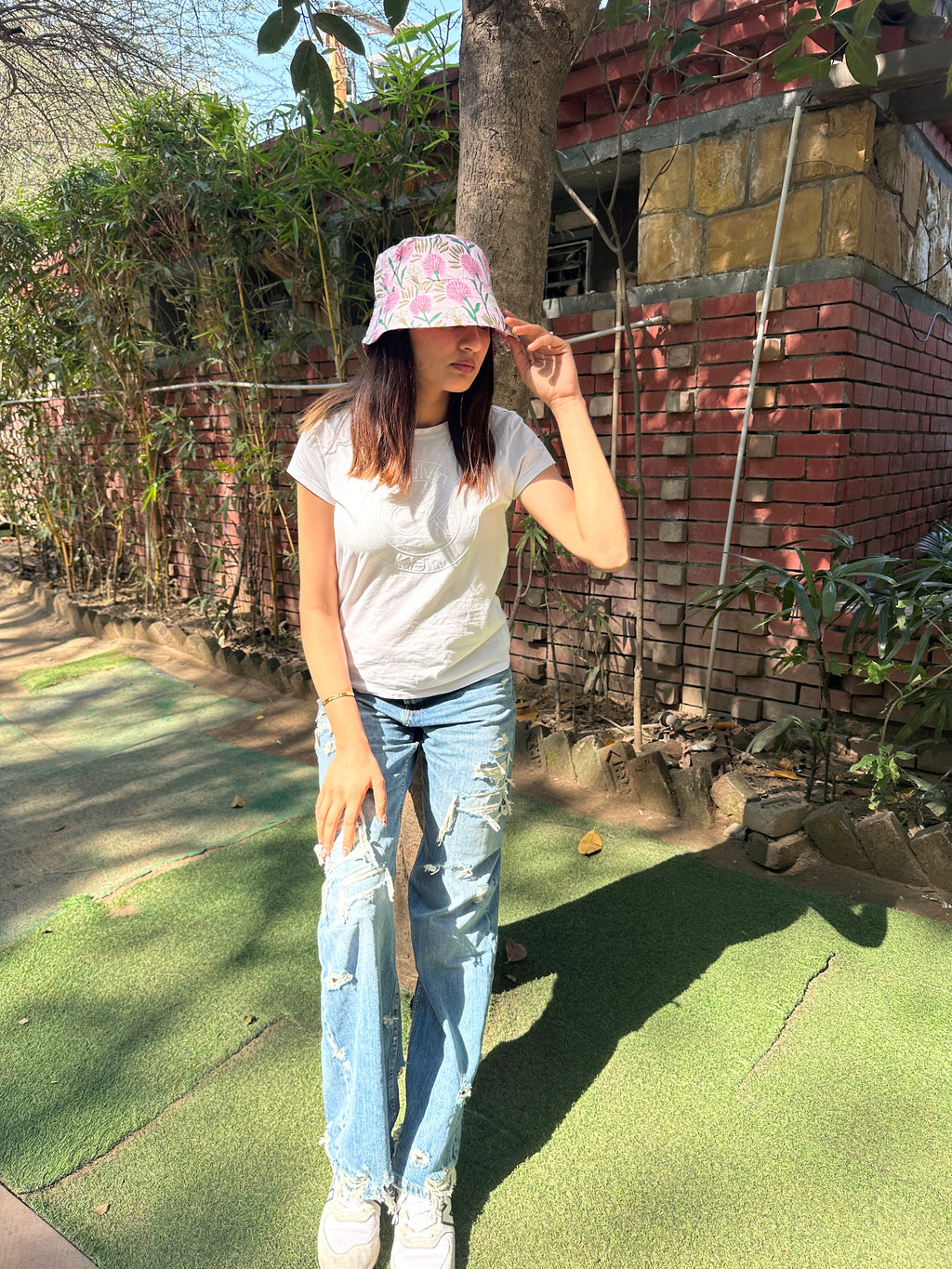 Pink Marigold - Cotton REVERSIBLE Bucket Hat