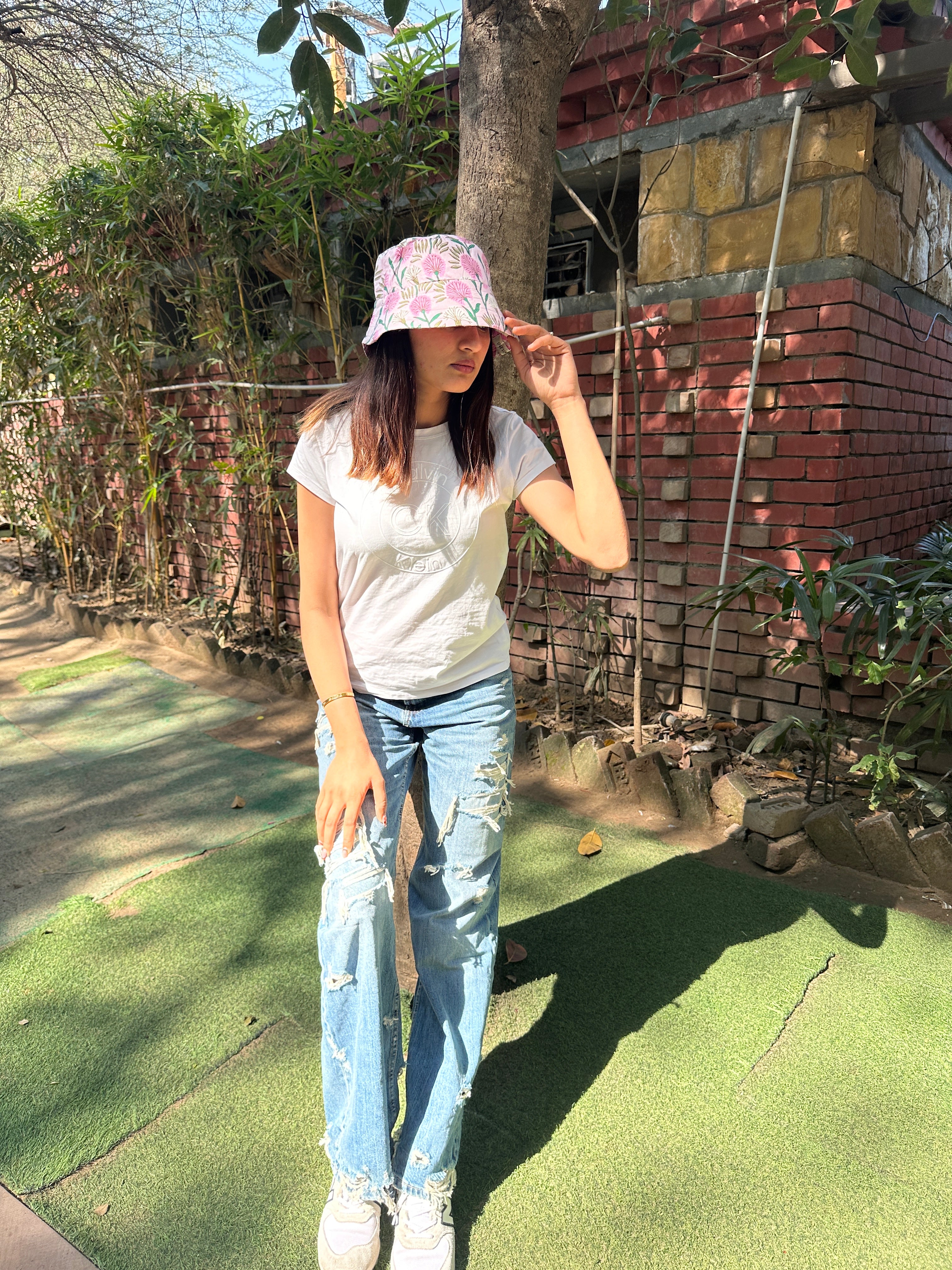 Pink Marigold - Cotton REVERSIBLE Bucket Hat