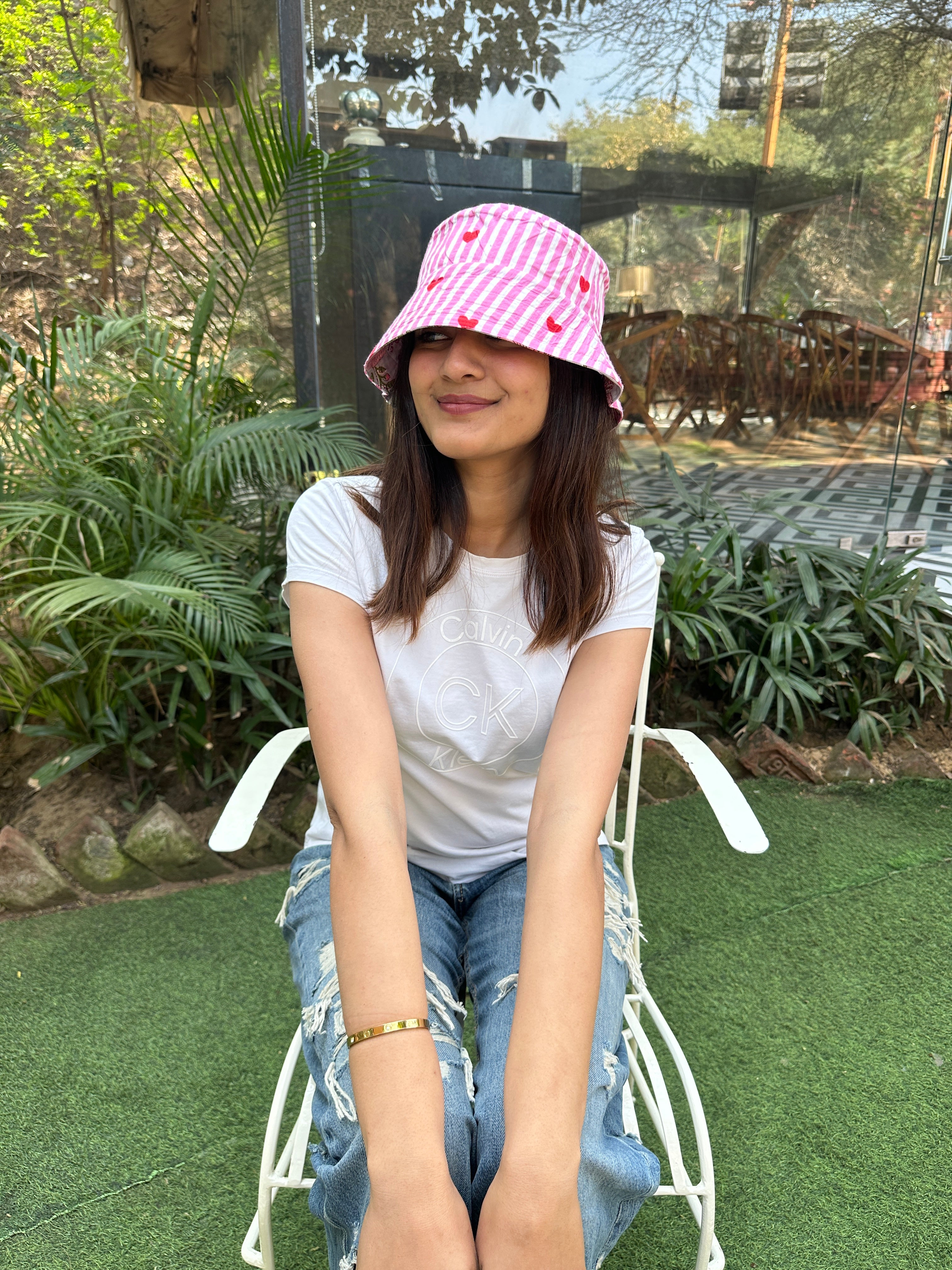 Lavender Hibiscus - Cotton REVERSIBLE Bucket Hat