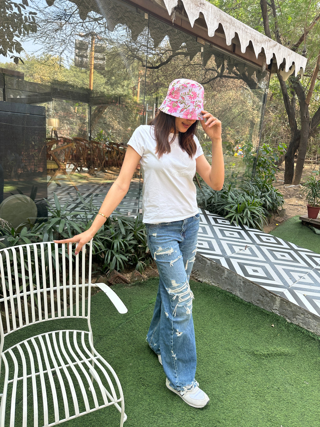 Lavender Hibiscus - Cotton REVERSIBLE Bucket Hat