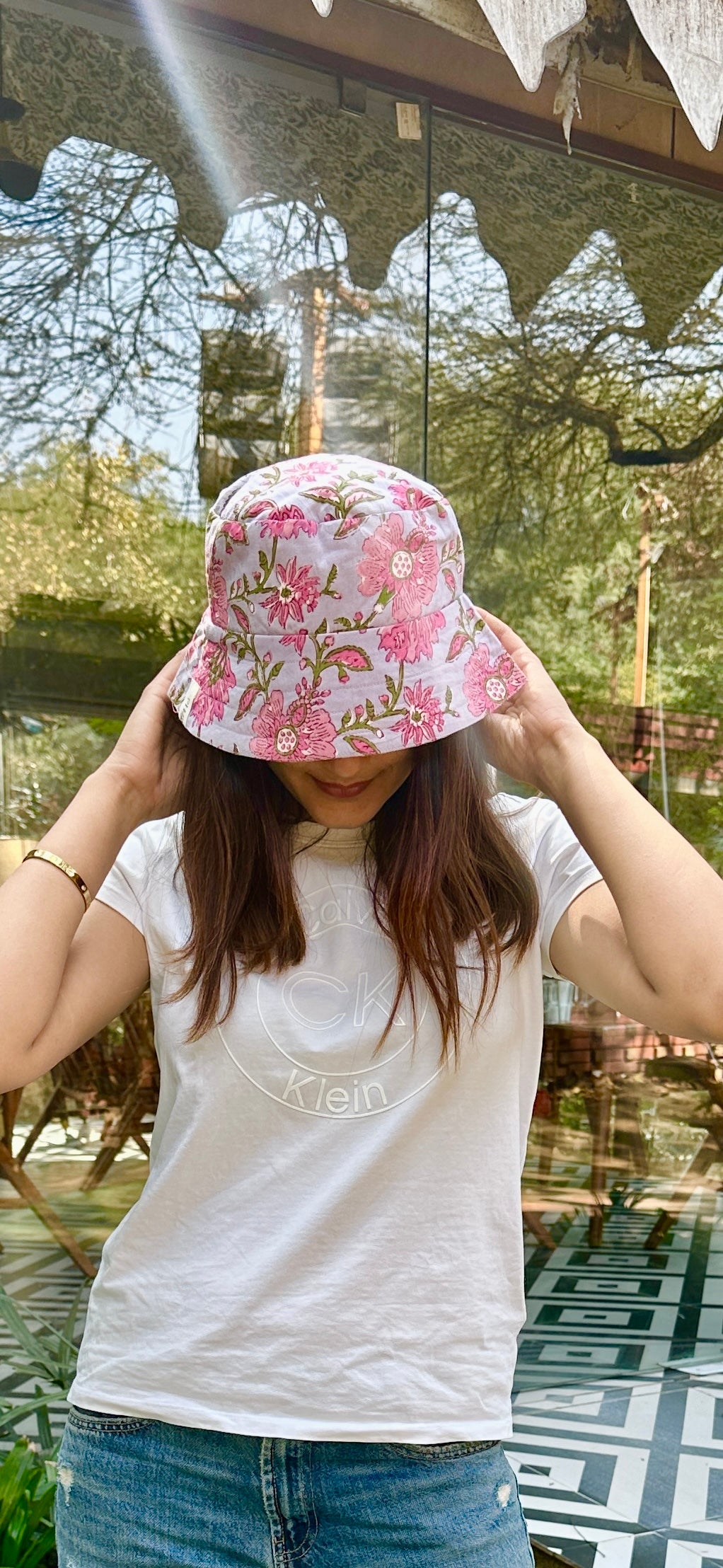 Lavender Hibiscus - Cotton REVERSIBLE Bucket Hat
