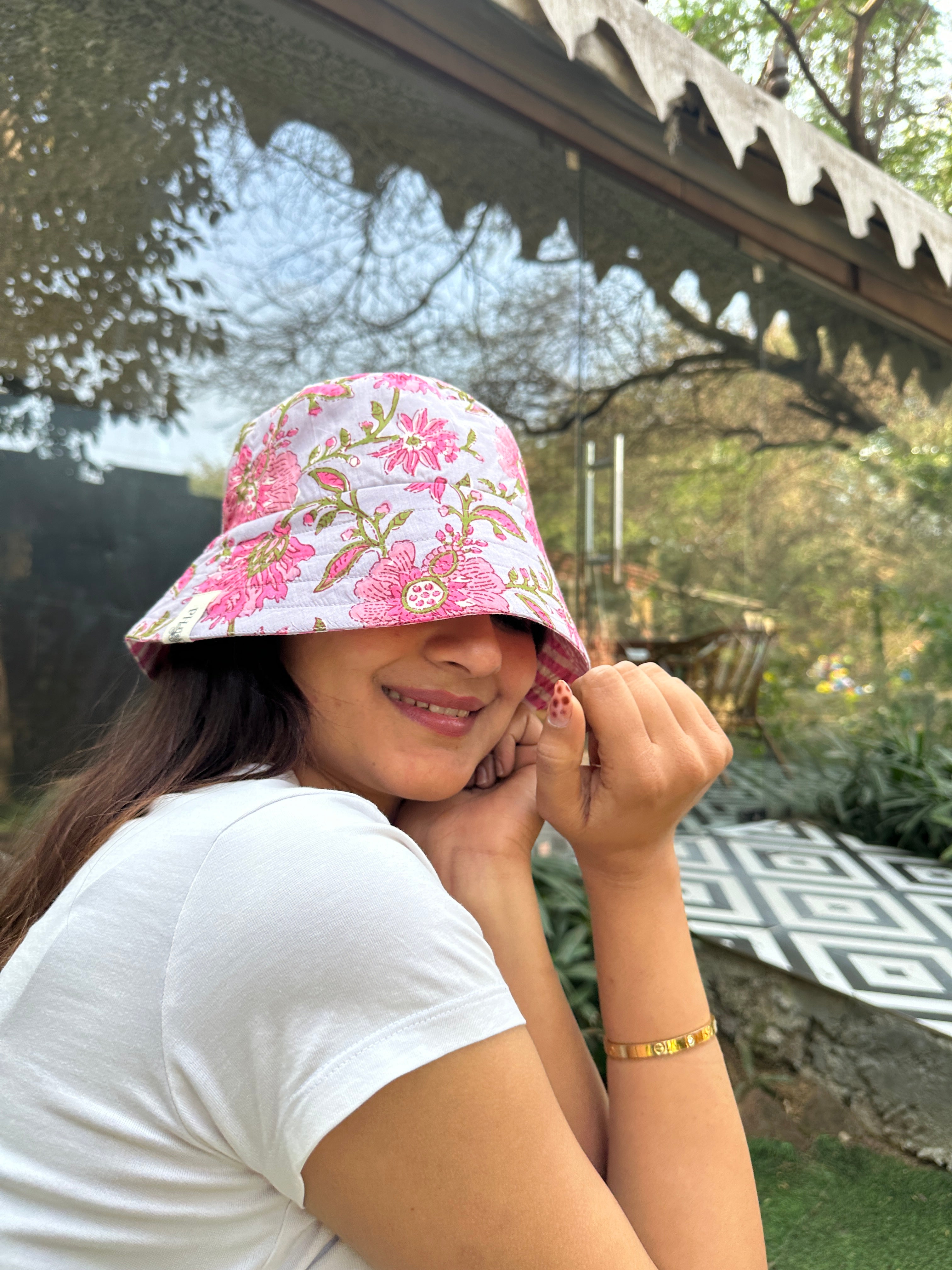 Lavender Hibiscus - Cotton REVERSIBLE Bucket Hat